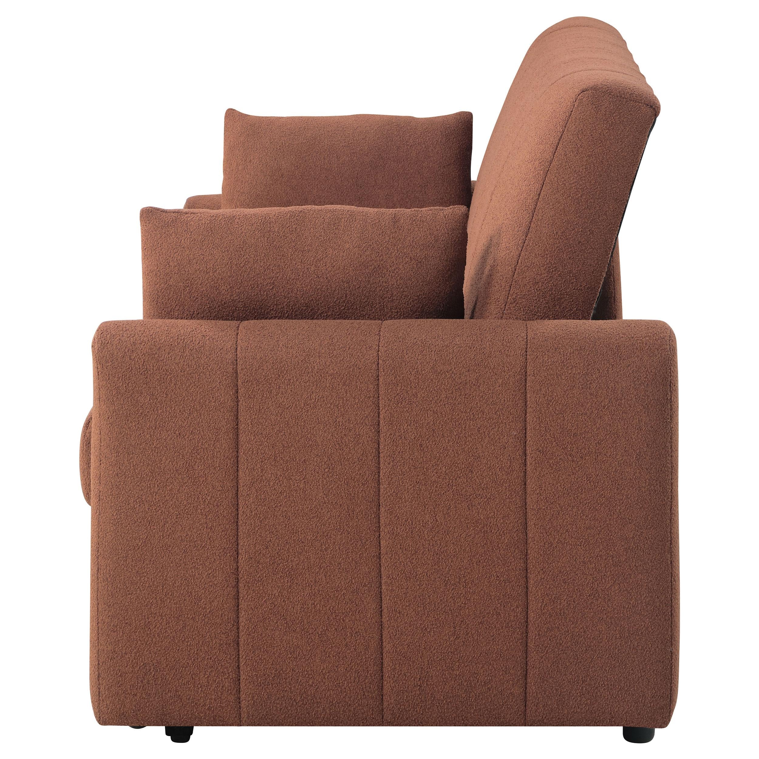  Coaster Furniture Portland 350145 Boucle Upholstered Sleeper Sofa Bed - Copper IMAGE 6