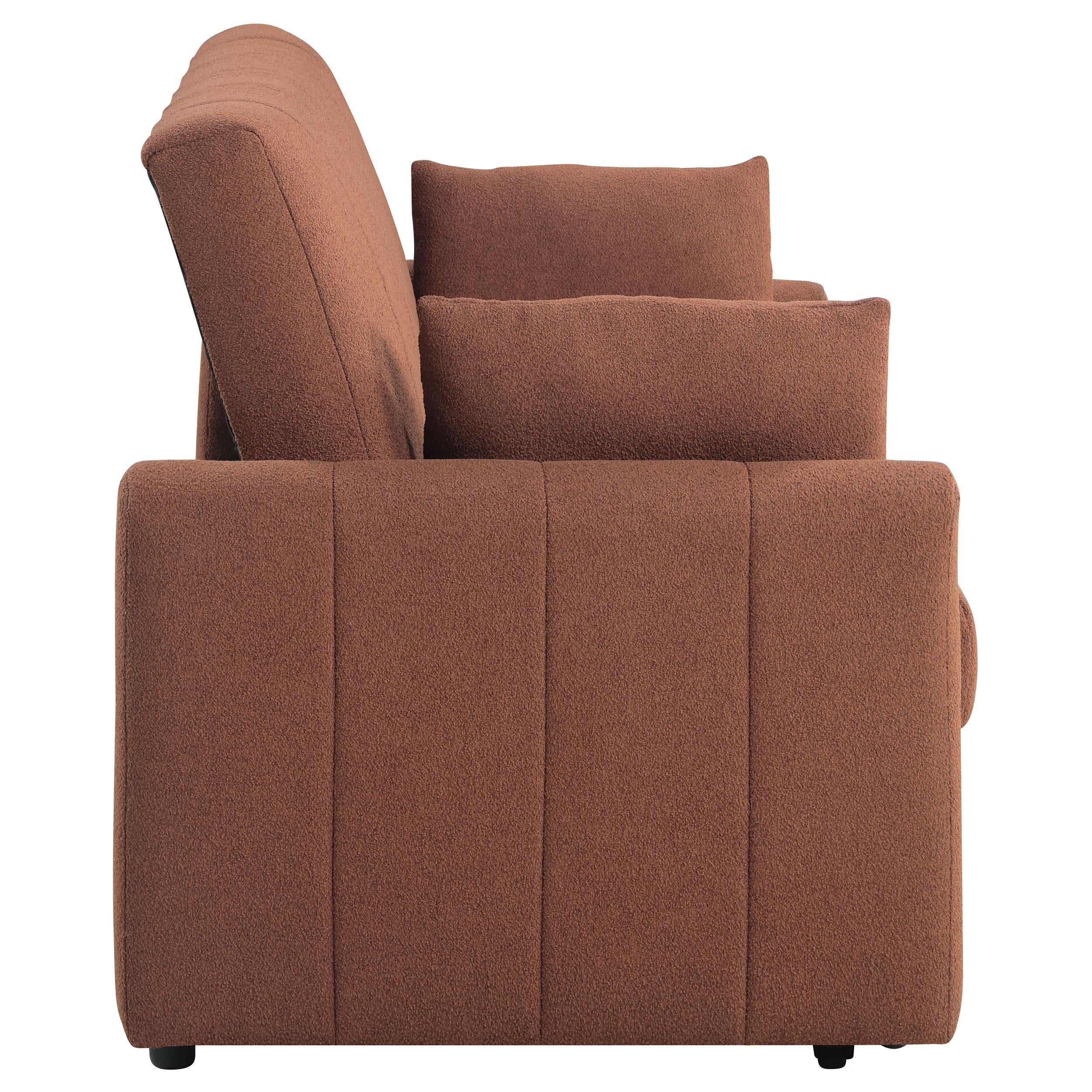  Coaster Furniture Portland 350145 Boucle Upholstered Sleeper Sofa Bed - Copper IMAGE 9