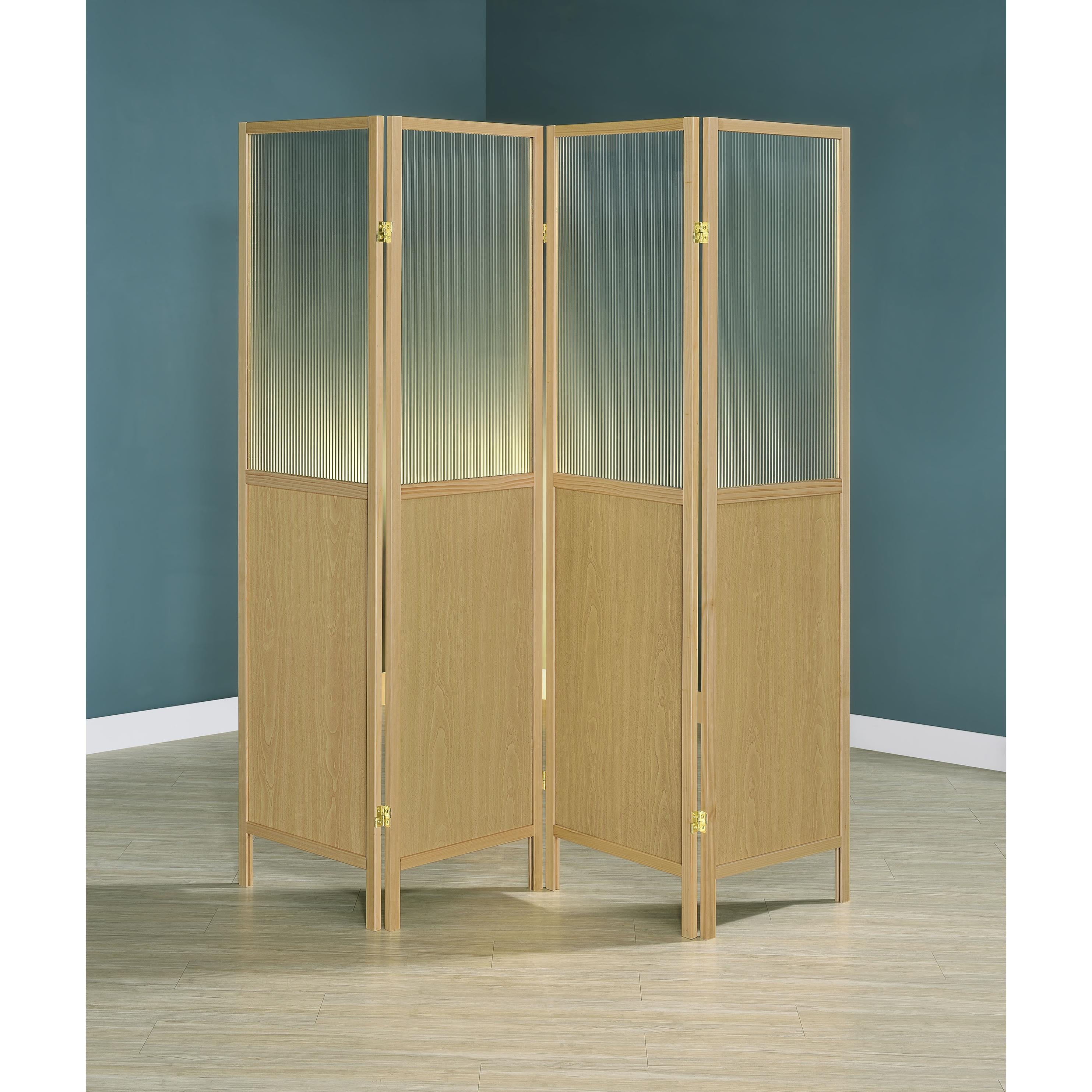  Coaster Furniture Mattison 960121 4-Panel Room Divider Folding Shoji Screen - Natural IMAGE 4