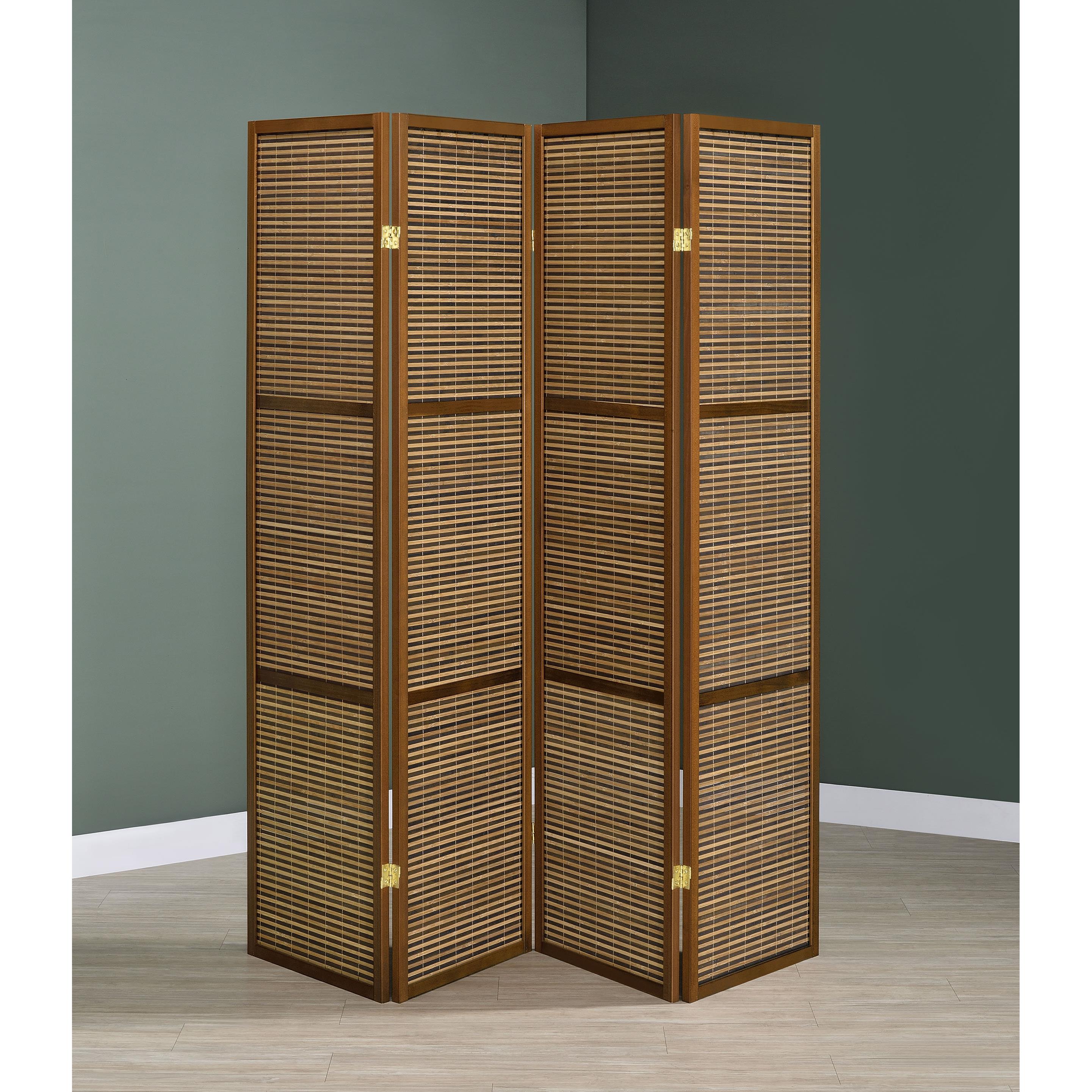  Coaster Furniture Browning 961638 4-panel Bamboo Room Divider Folding Screen - Walnut IMAGE 5