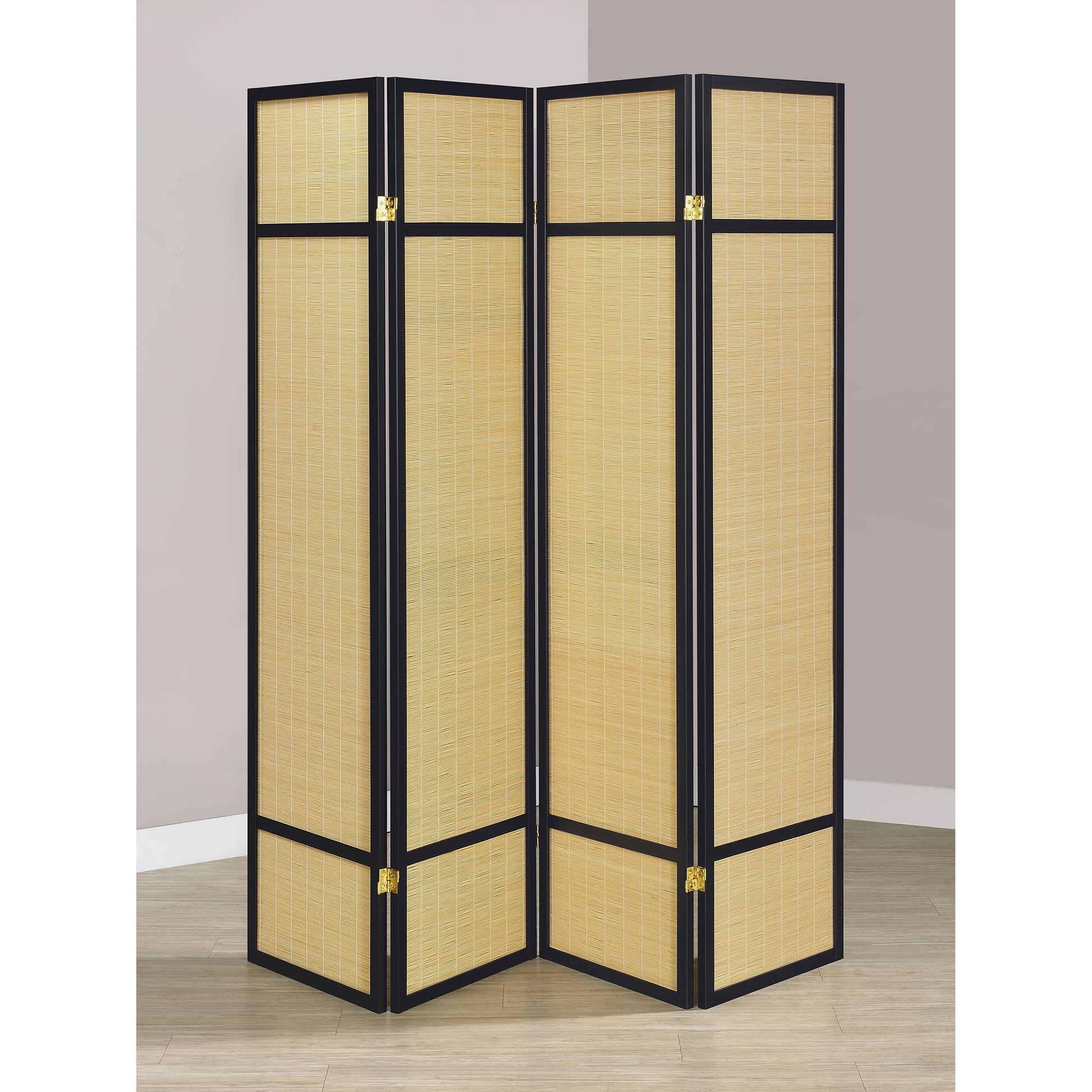  Coaster Furniture Pearce 961648 4-panel Bamboo Room Divider Folding Screen - Natural IMAGE 5