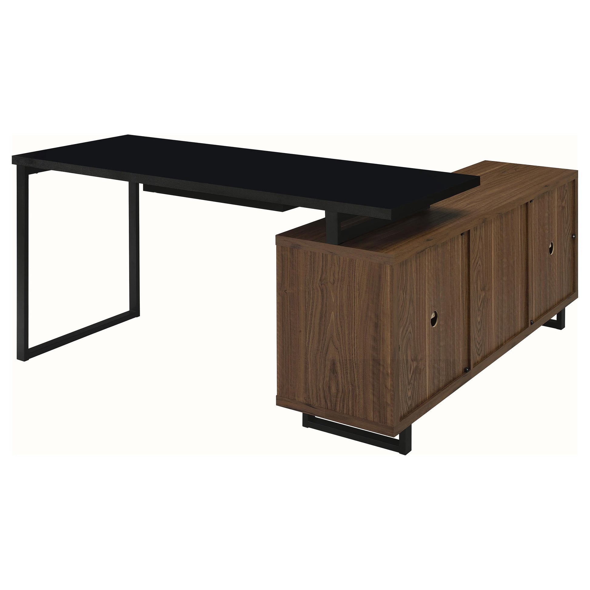  Coaster Furniture Maddox 801861 60-inch L-Shape Office Computer Desk - Black and Walnut IMAGE 5