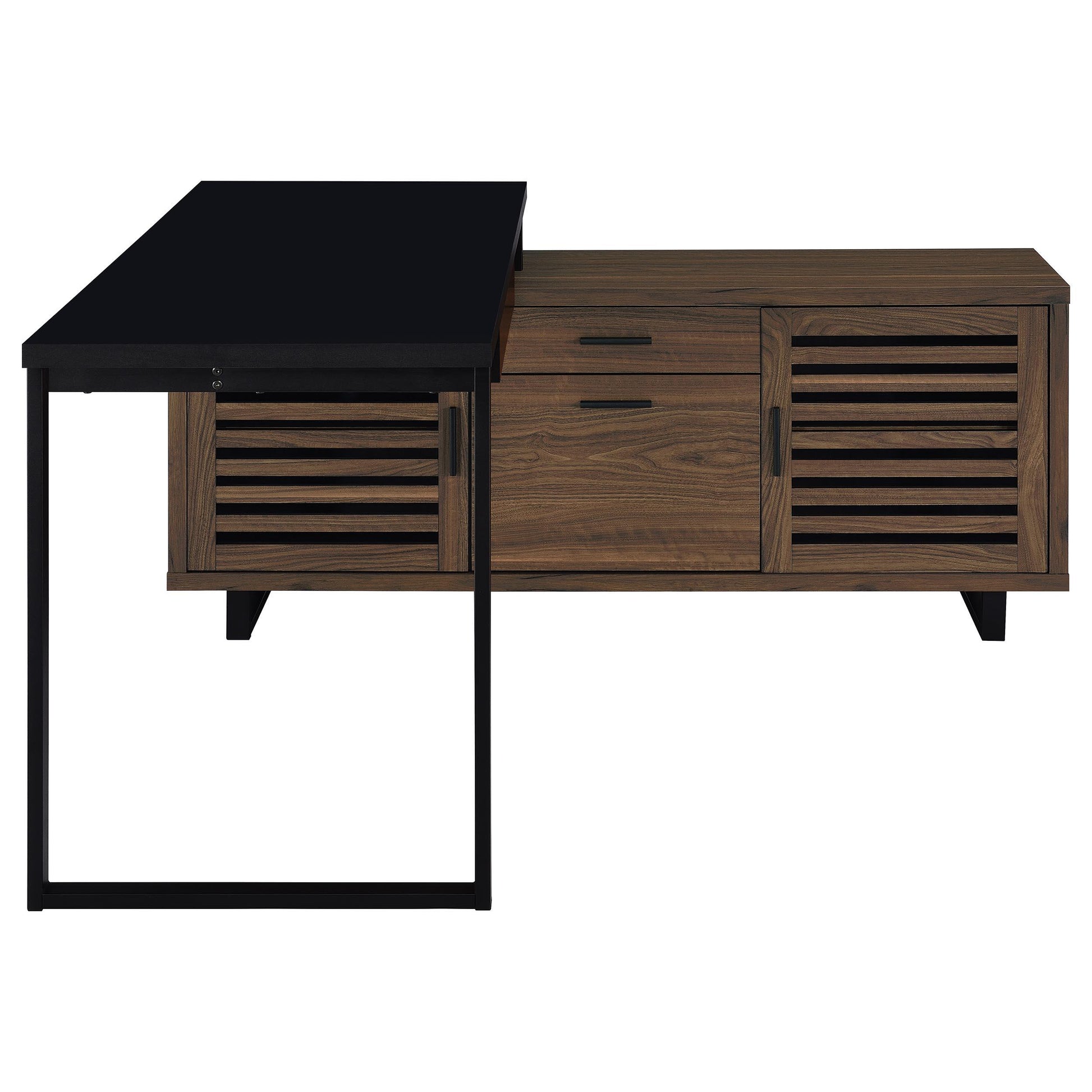  Coaster Furniture Maddox 801861 60-inch L-Shape Office Computer Desk - Black and Walnut IMAGE 9