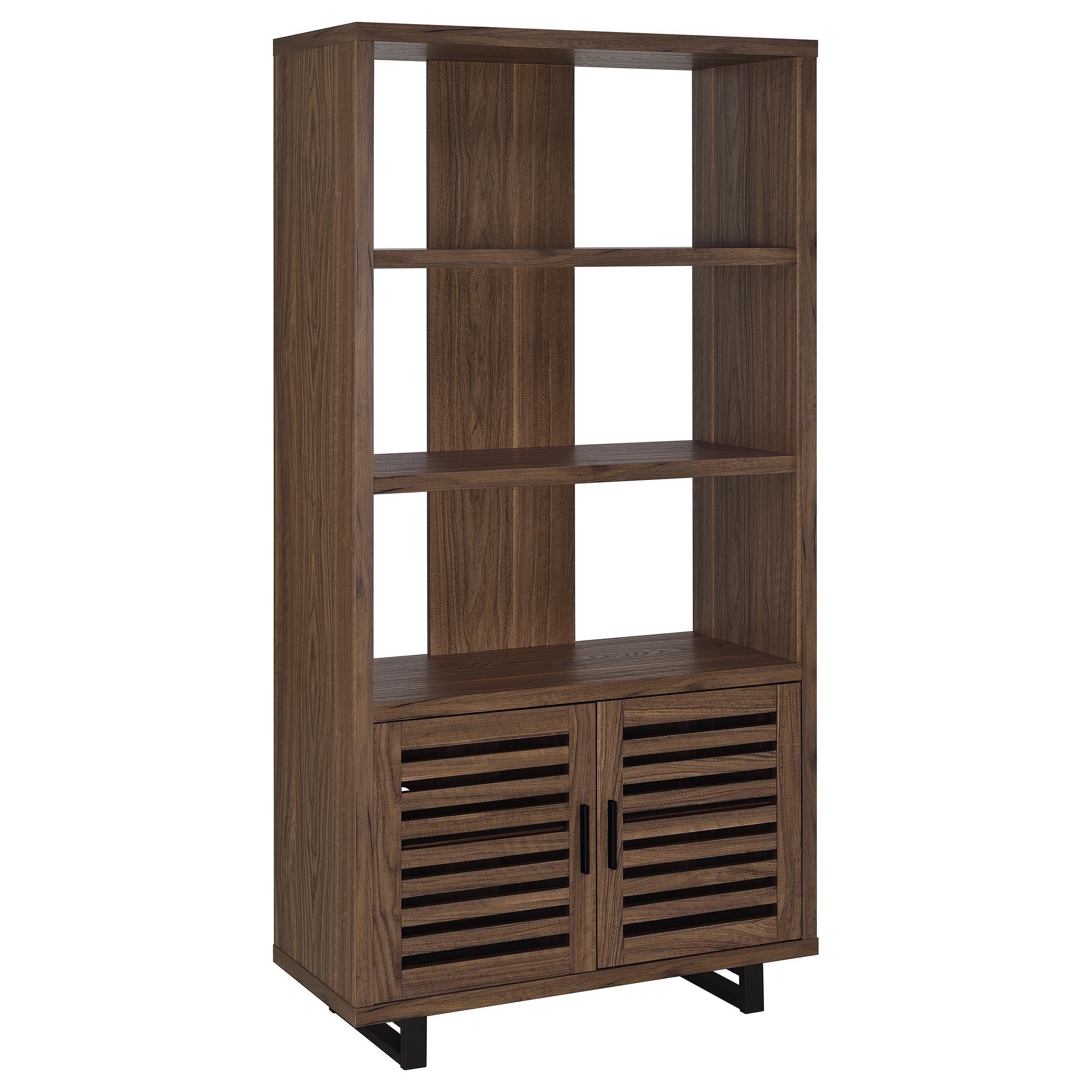  Coaster Furniture Maddox 801863 71-inch 3-shelf Cabinet Bookcase - Walnut IMAGE 1