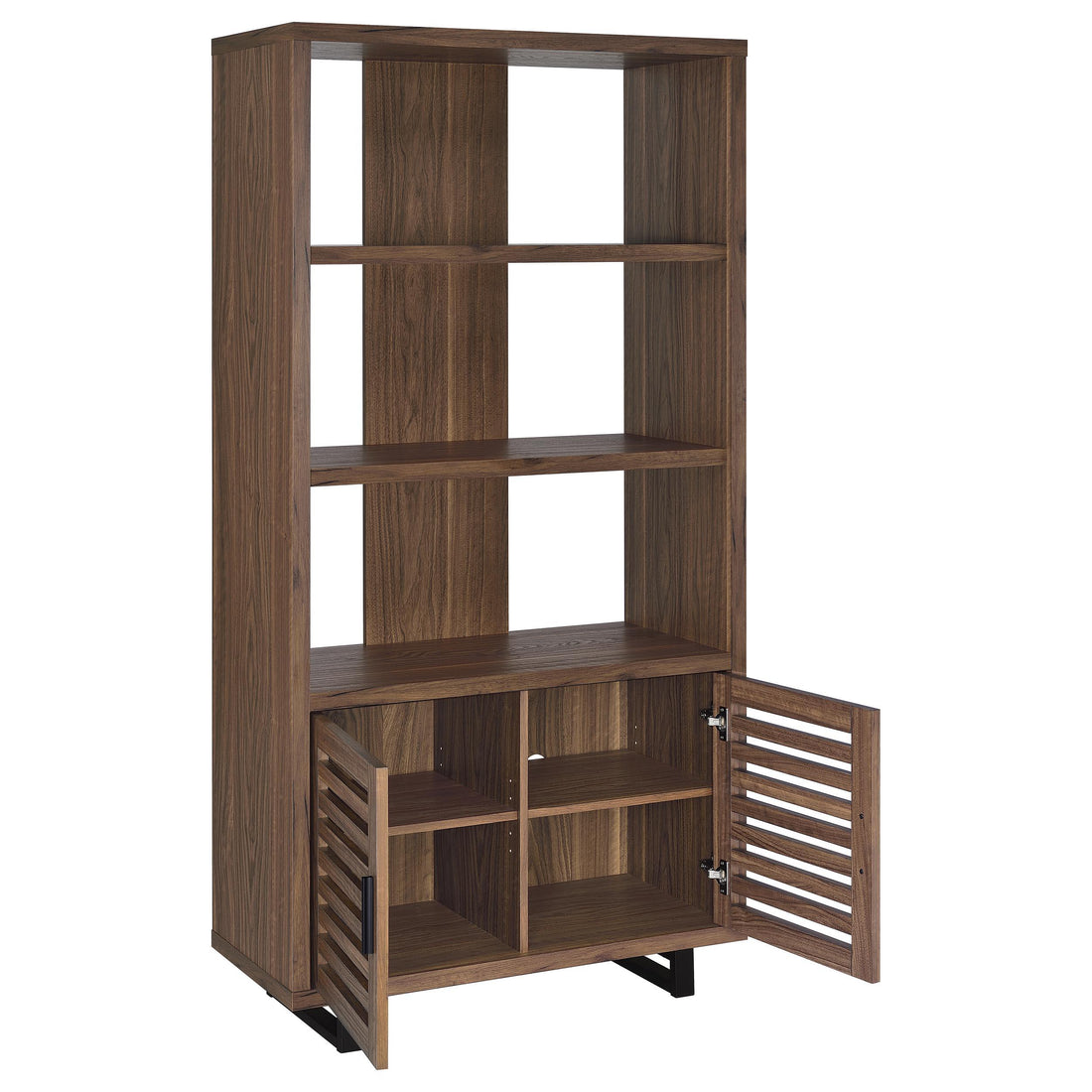  Coaster Furniture Maddox 801863 71-inch 3-shelf Cabinet Bookcase - Walnut IMAGE 1