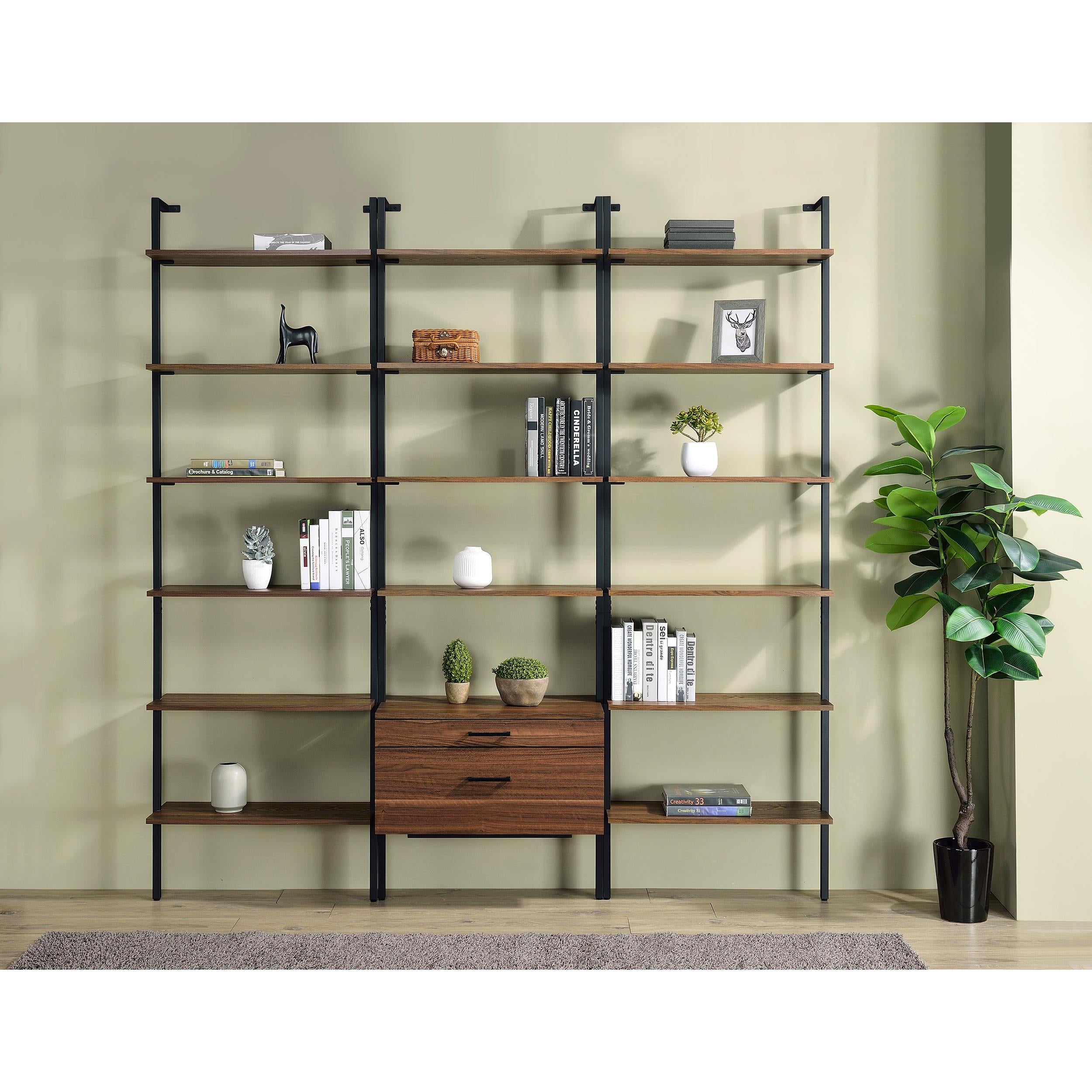  Coaster Furniture Owens 980074 96-inch 4-shelf Storage Wall Bookshelf - Walnut IMAGE 11