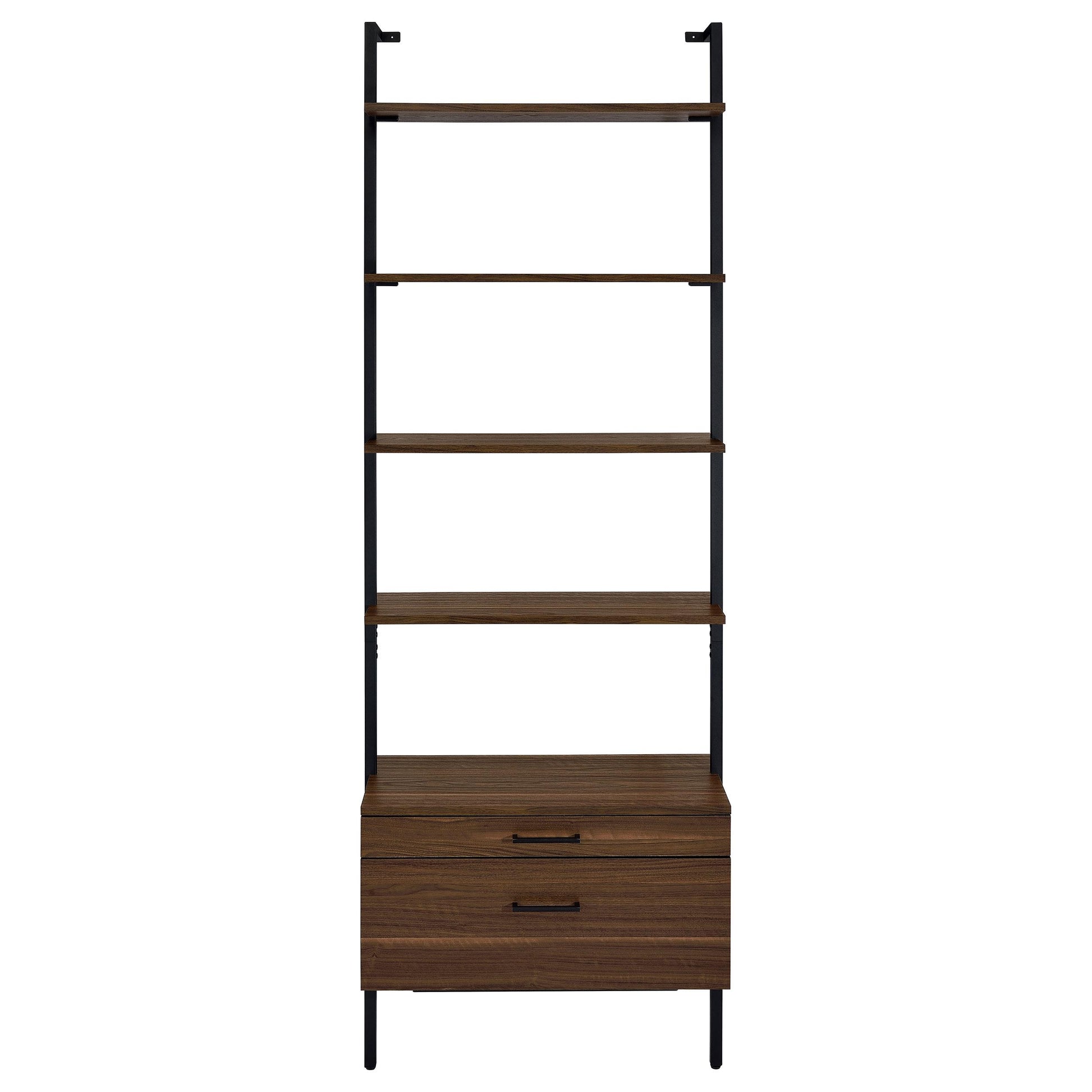  Coaster Furniture Owens 980074 96-inch 4-shelf Storage Wall Bookshelf - Walnut IMAGE 3