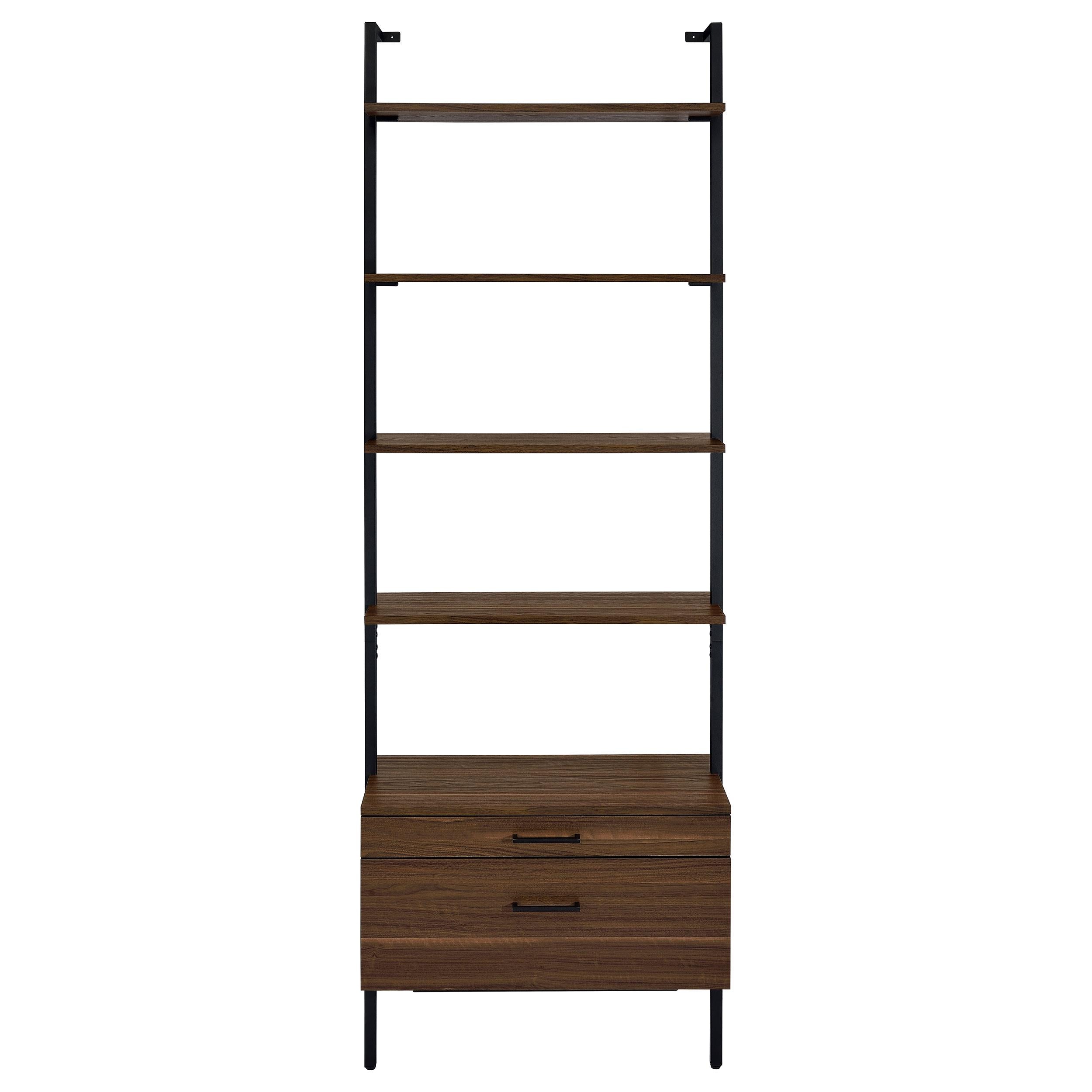  Coaster Furniture Owens 980074 96-inch 4-shelf Storage Wall Bookshelf - Walnut IMAGE 3
