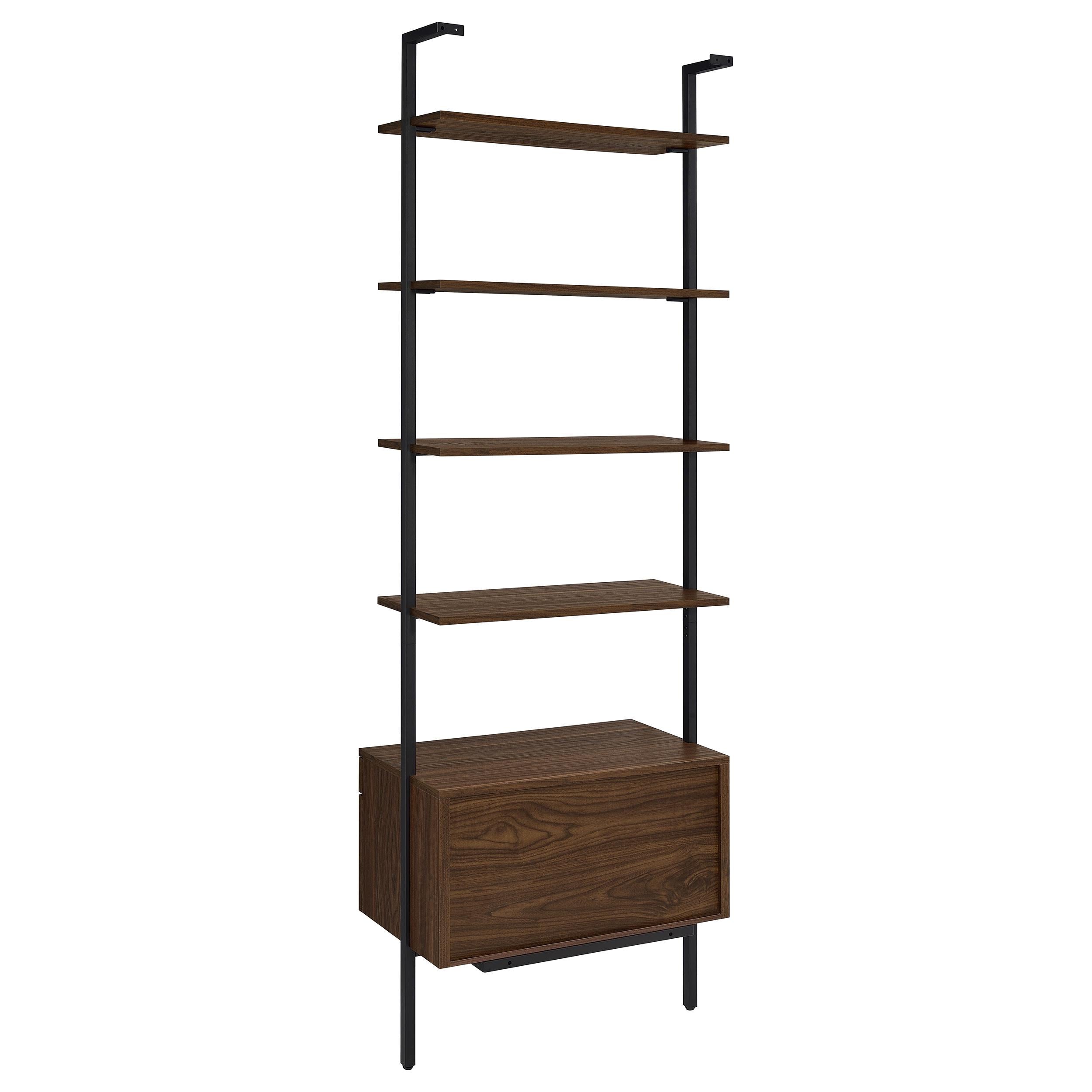  Coaster Furniture Owens 980074 96-inch 4-shelf Storage Wall Bookshelf - Walnut IMAGE 6