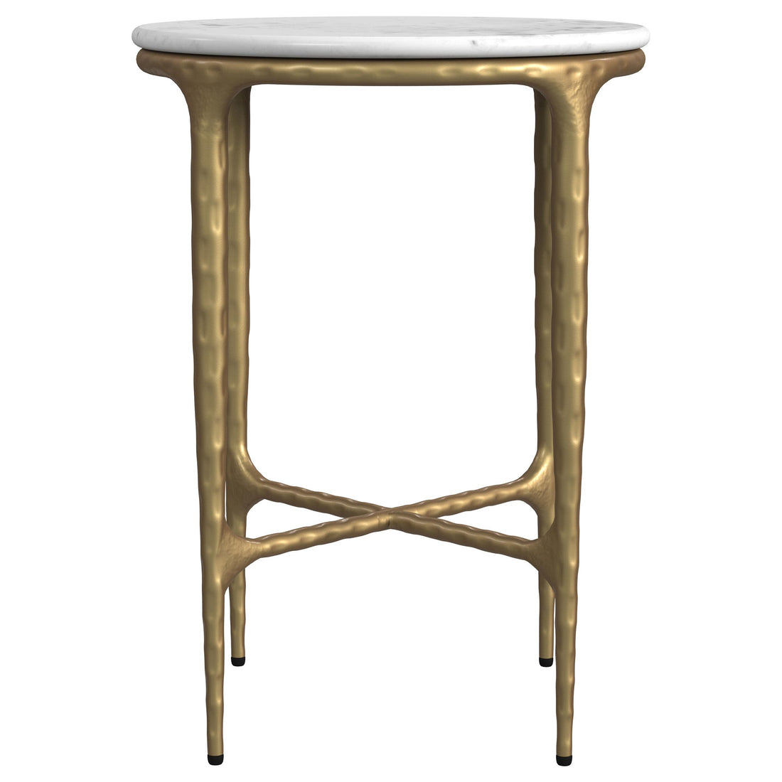  Coaster Furniture Baldwin 930081 Round Marble Top Side Table - White and Gold IMAGE 1