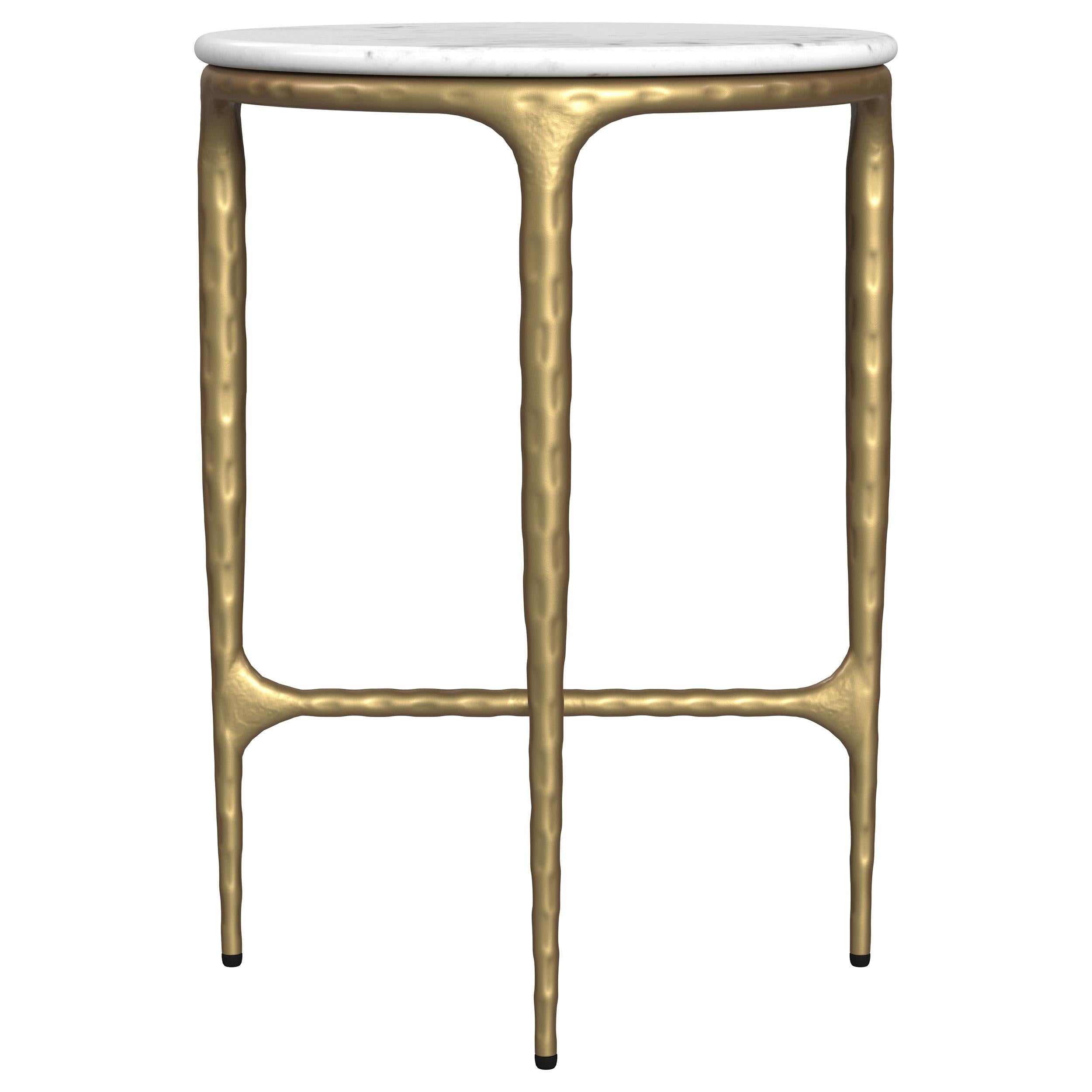  Coaster Furniture Baldwin 930081 Round Marble Top Side Table - White and Gold IMAGE 4