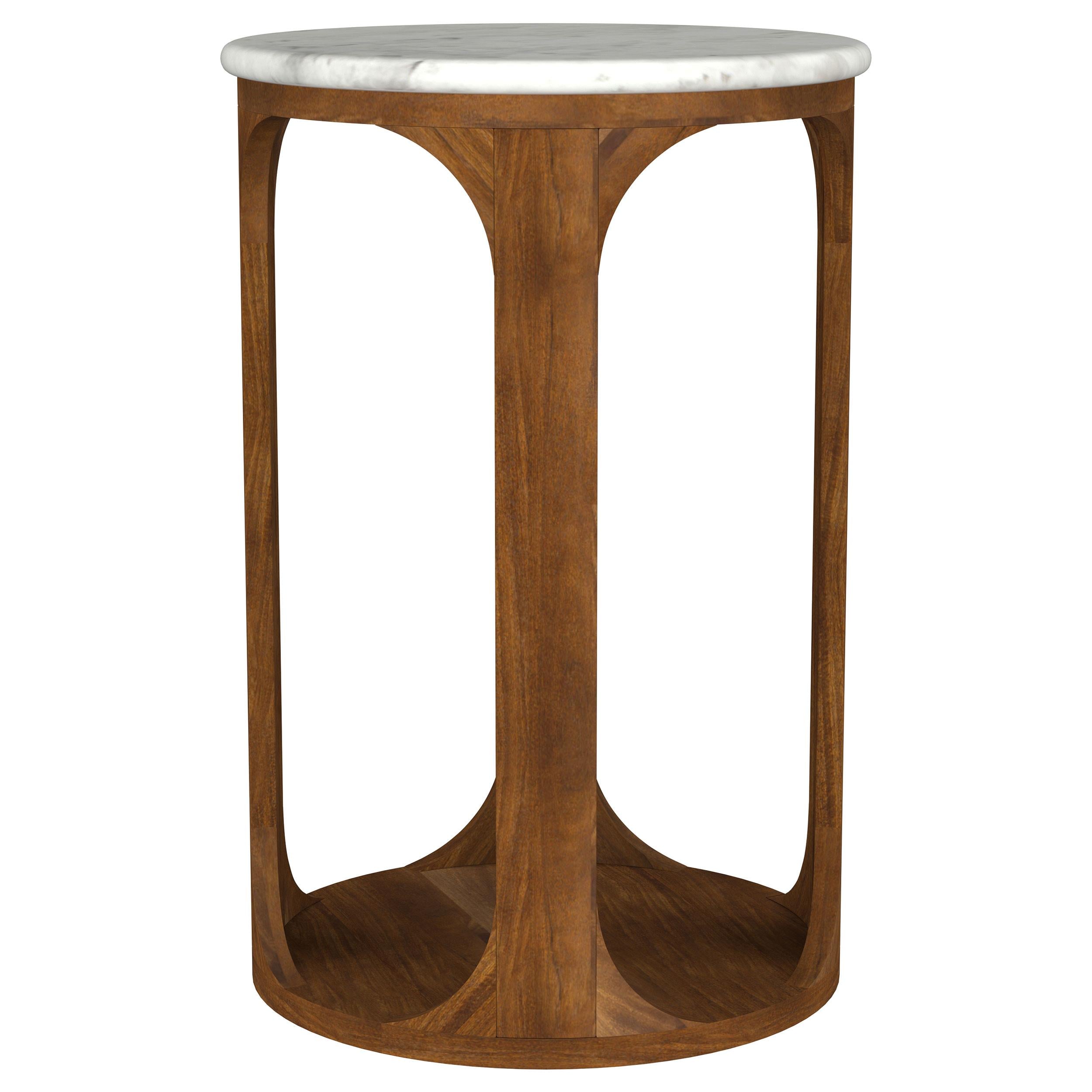  Coaster Furniture Berkeley 930080 Round Marble Top Side Table - White and Brown IMAGE 2