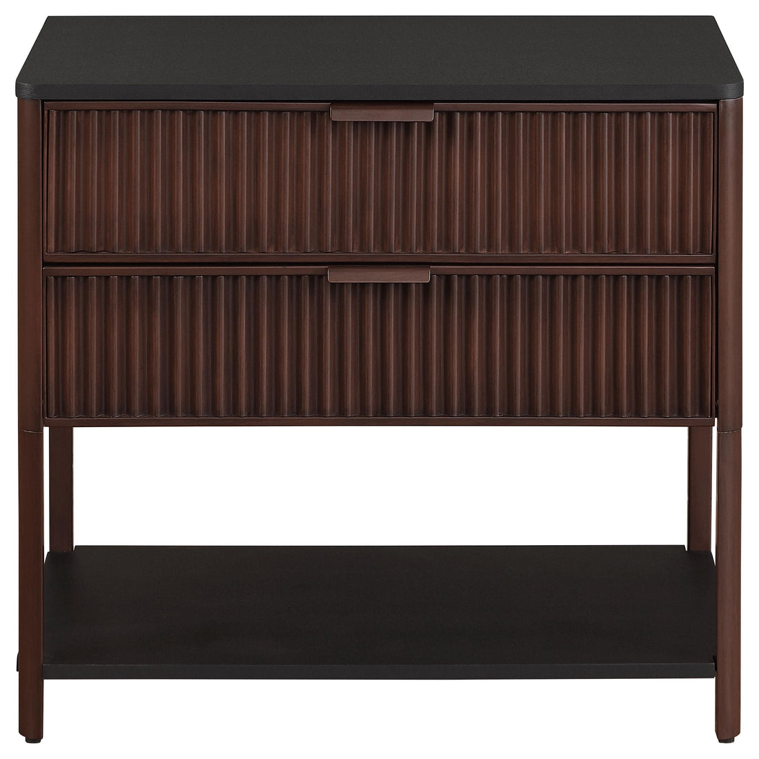  Coaster Furniture Zimmerlee 930221 2-Drawer Side Table with Shelf - Rust Brown IMAGE 1