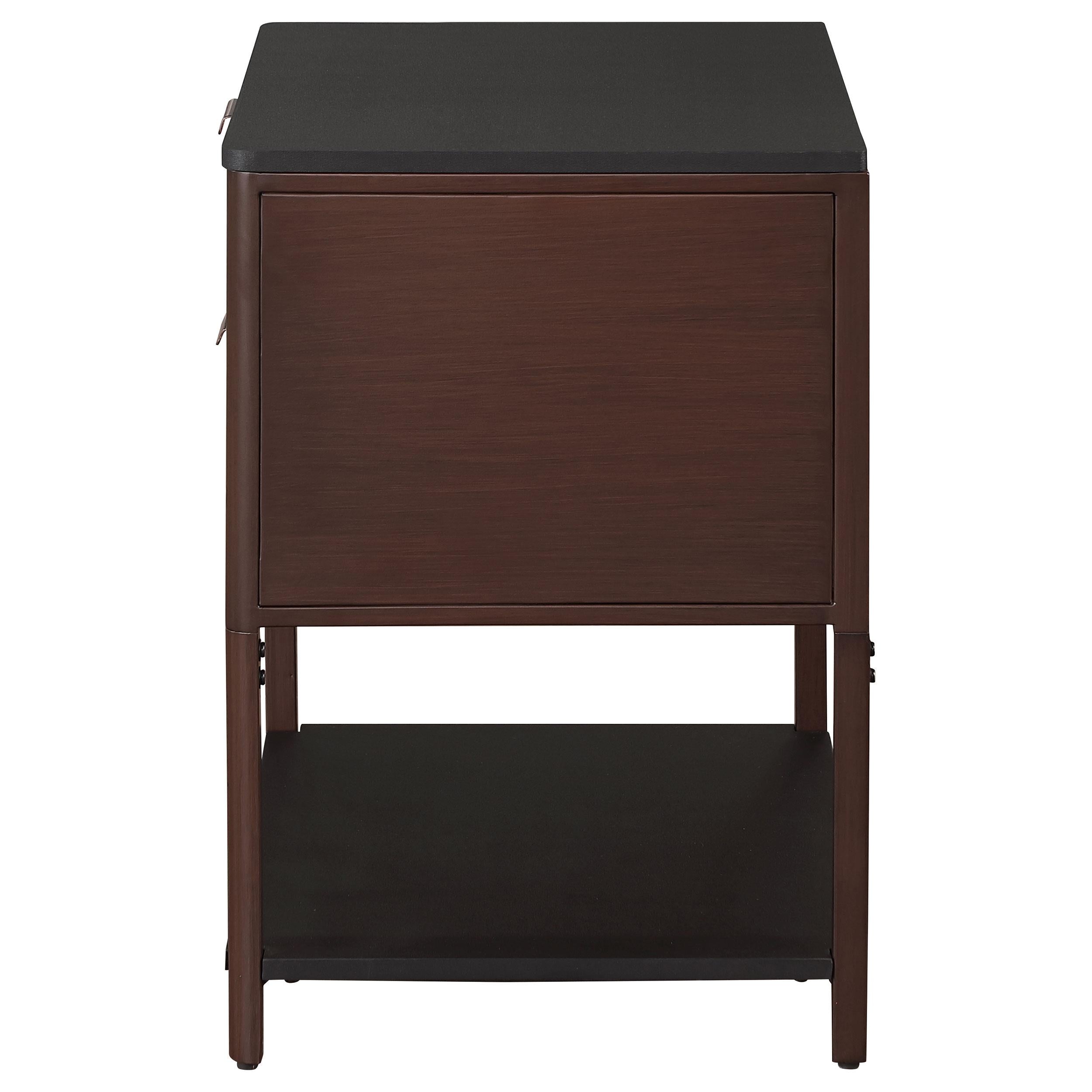  Coaster Furniture Zimmerlee 930221 2-Drawer Side Table with Shelf - Rust Brown IMAGE 4