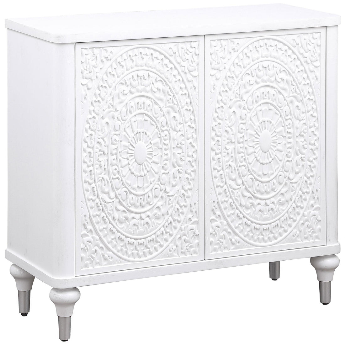  Coaster Furniture Cardella 950411 2-door Mandala Accent Cabinet - Distressed White IMAGE 1