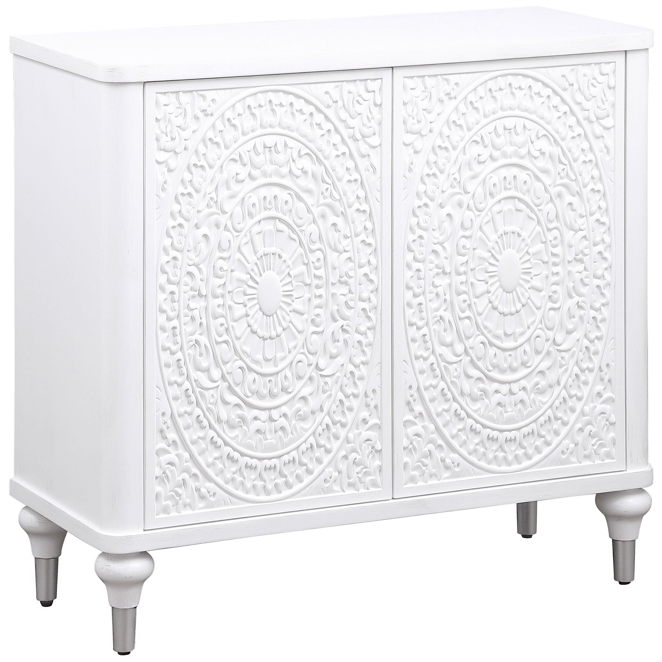  Coaster Furniture Cardella 950411 2-door Mandala Accent Cabinet - Distressed White IMAGE 1
