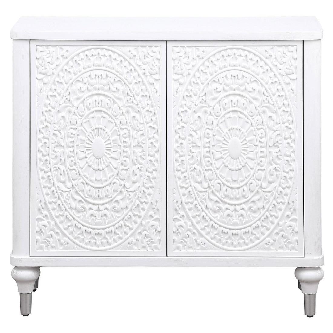  Coaster Furniture Cardella 950411 2-door Mandala Accent Cabinet - Distressed White IMAGE 1