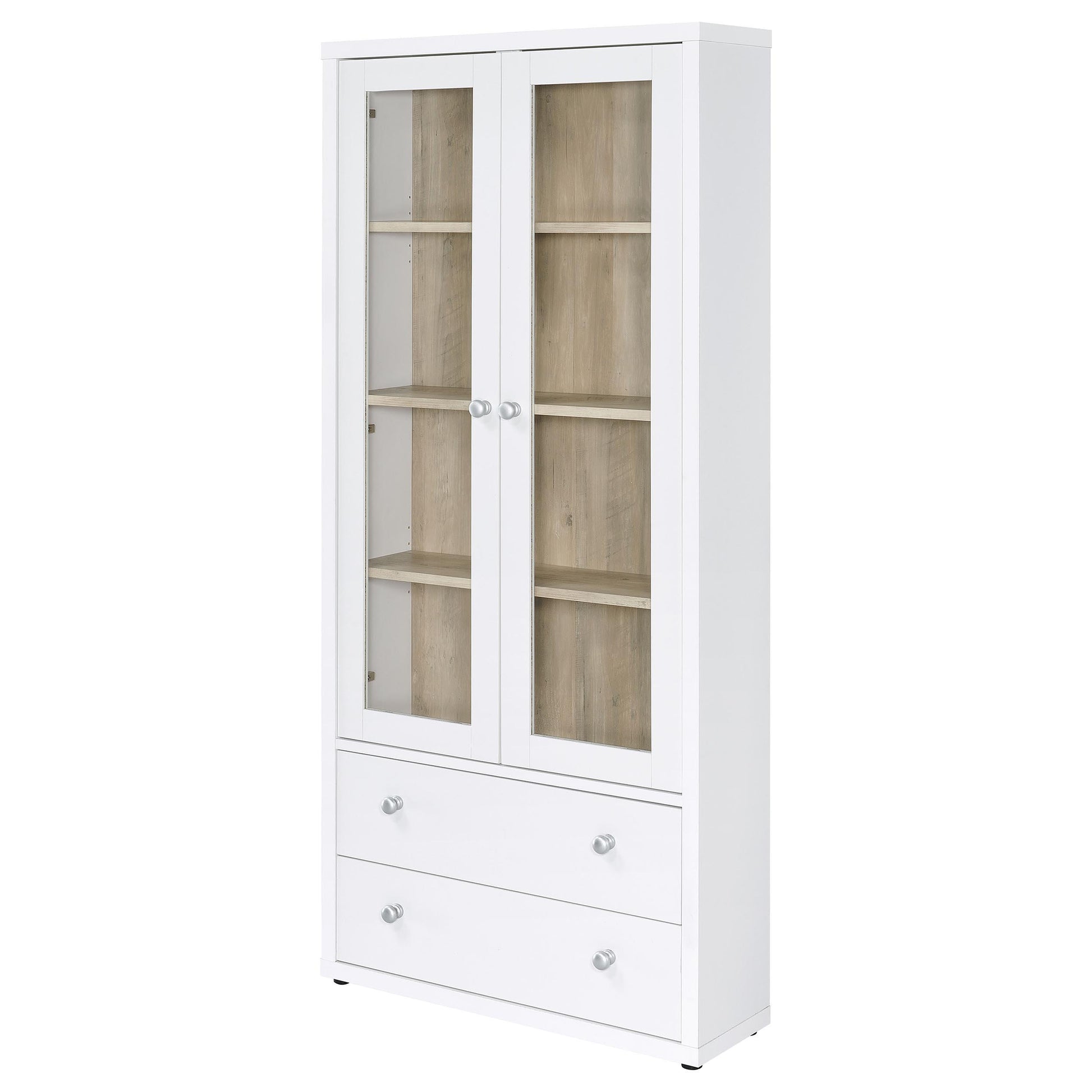  Coaster Furniture Hawthorne 953477 4-shelf Glass Door Tall Cabinet with Drawers - White IMAGE 4