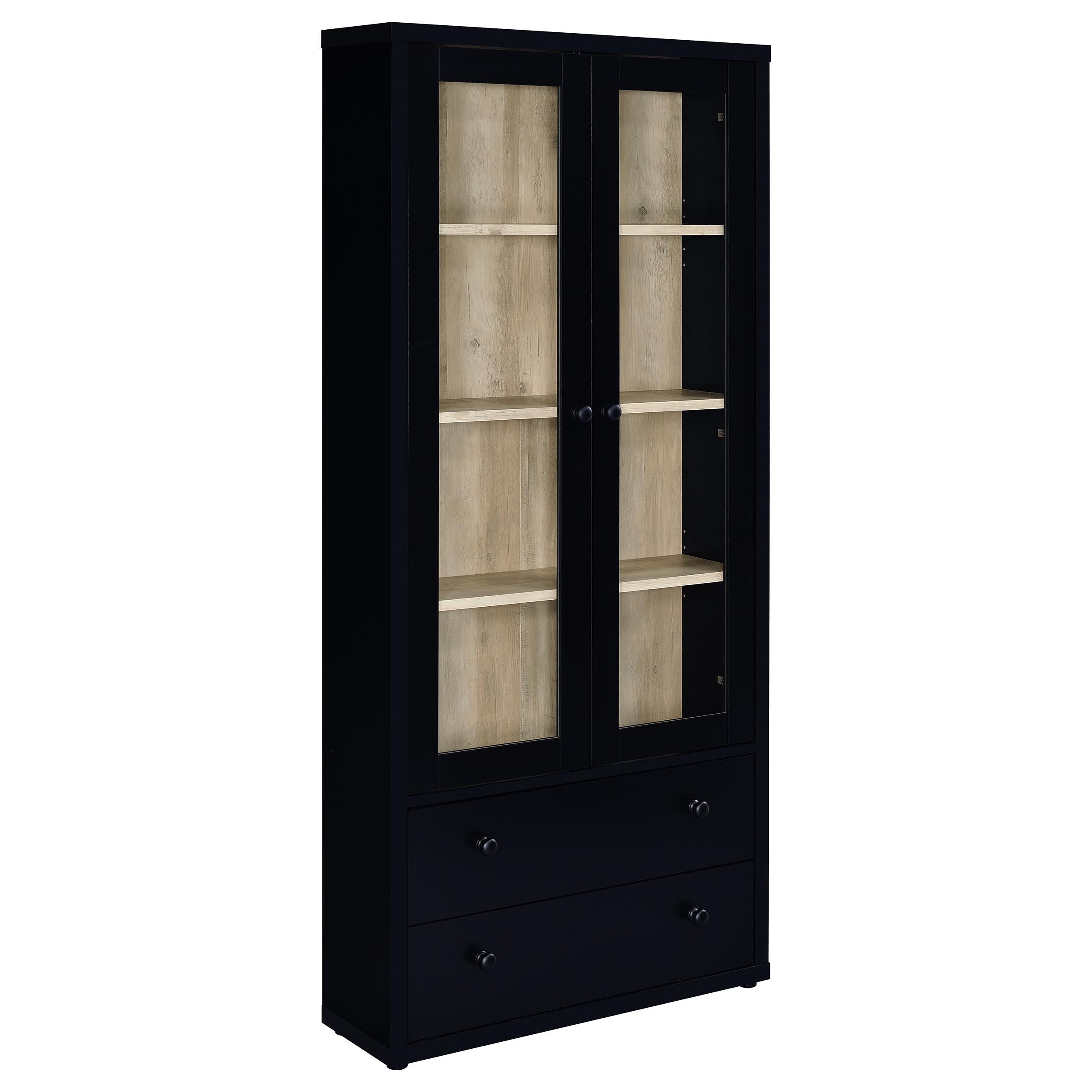  Coaster Furniture Hawthorne 953478 4-shelf Glass Door Cabinet with Drawers - Black IMAGE 1