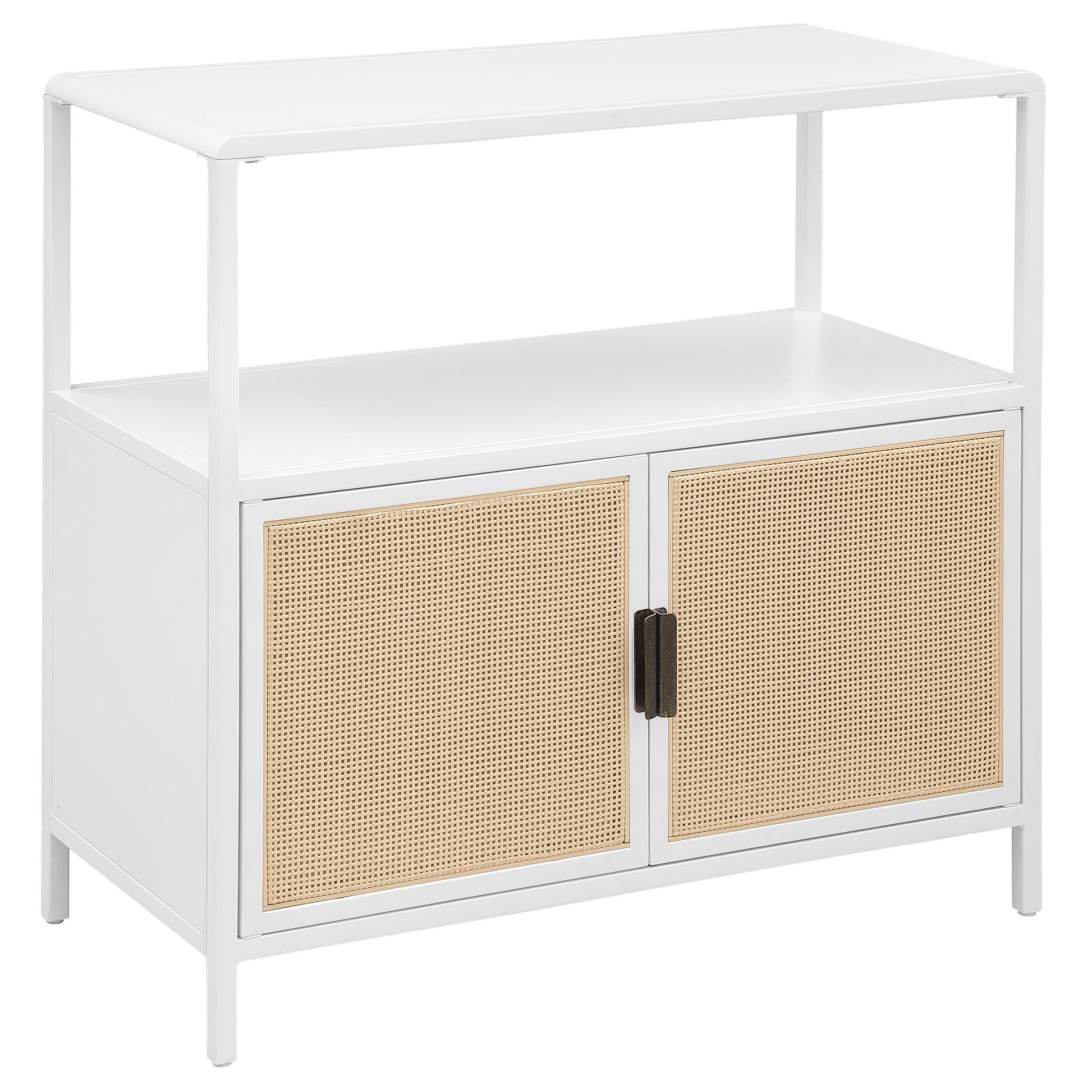  Coaster Furniture Amherst 961642 2-door Radio Weave Cane Metal Accent Cabinet - White IMAGE 1