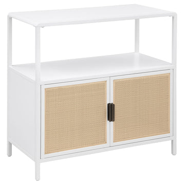  Coaster Furniture Amherst 961642 2-door Radio Weave Cane Metal Accent Cabinet - White IMAGE 1