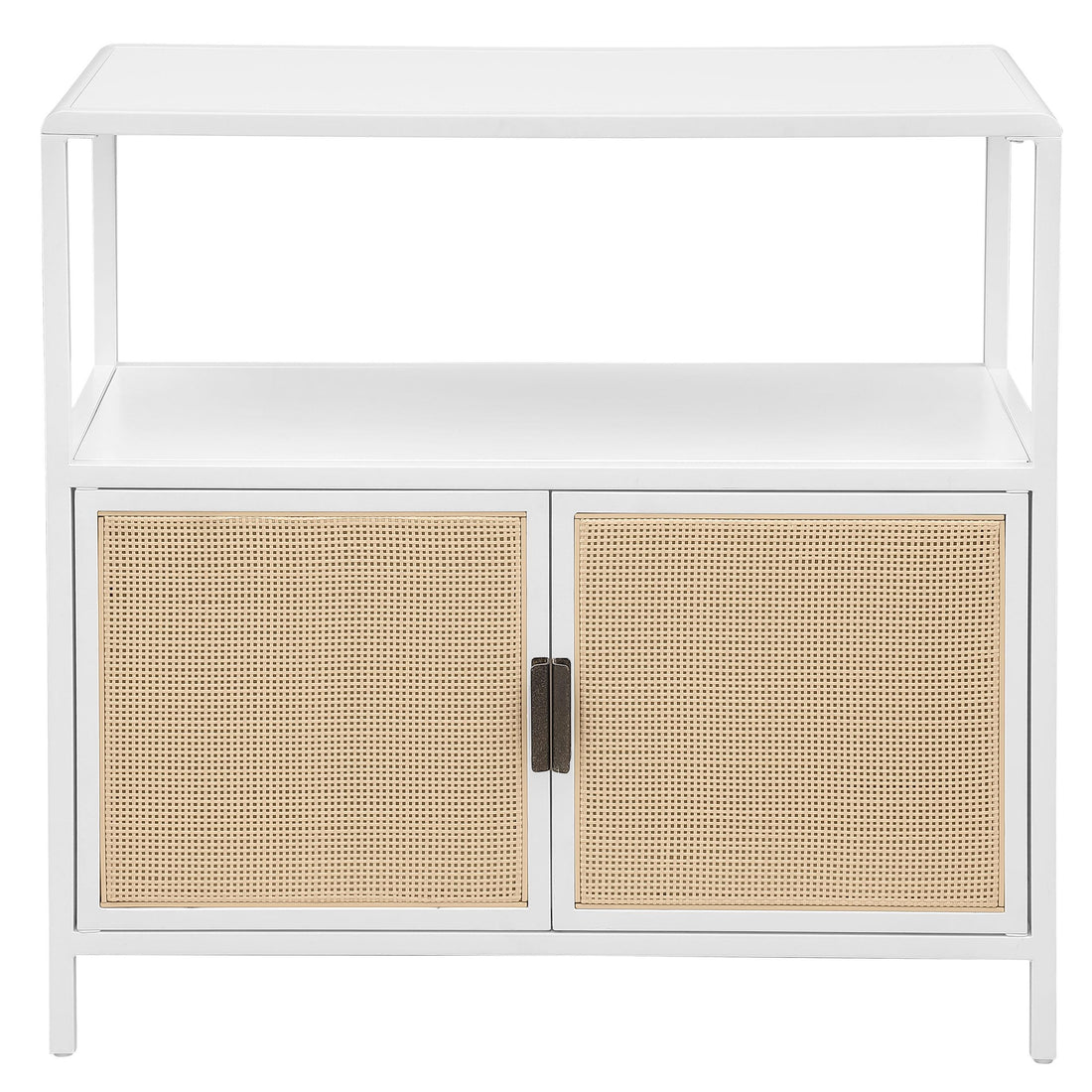  Coaster Furniture Amherst 961642 2-door Radio Weave Cane Metal Accent Cabinet - White IMAGE 1