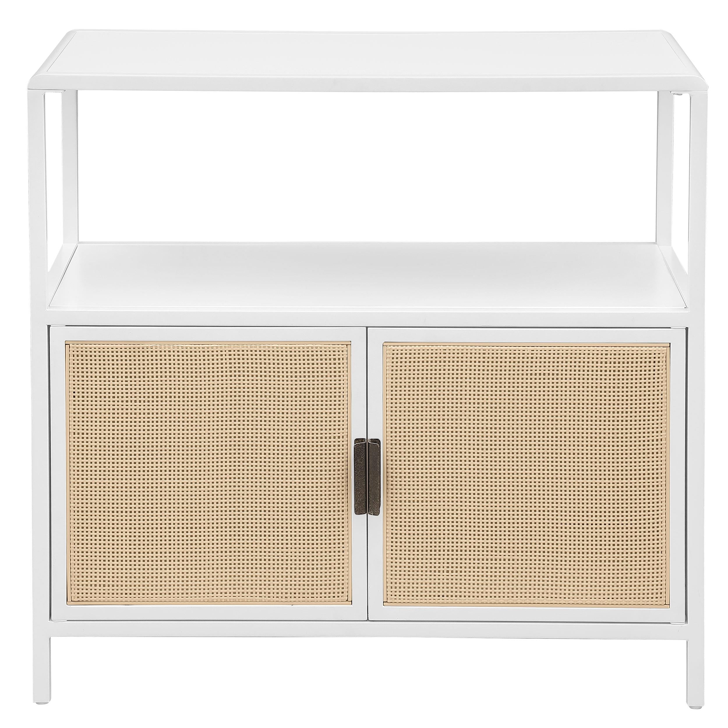  Coaster Furniture Amherst 961642 2-door Radio Weave Cane Metal Accent Cabinet - White IMAGE 2