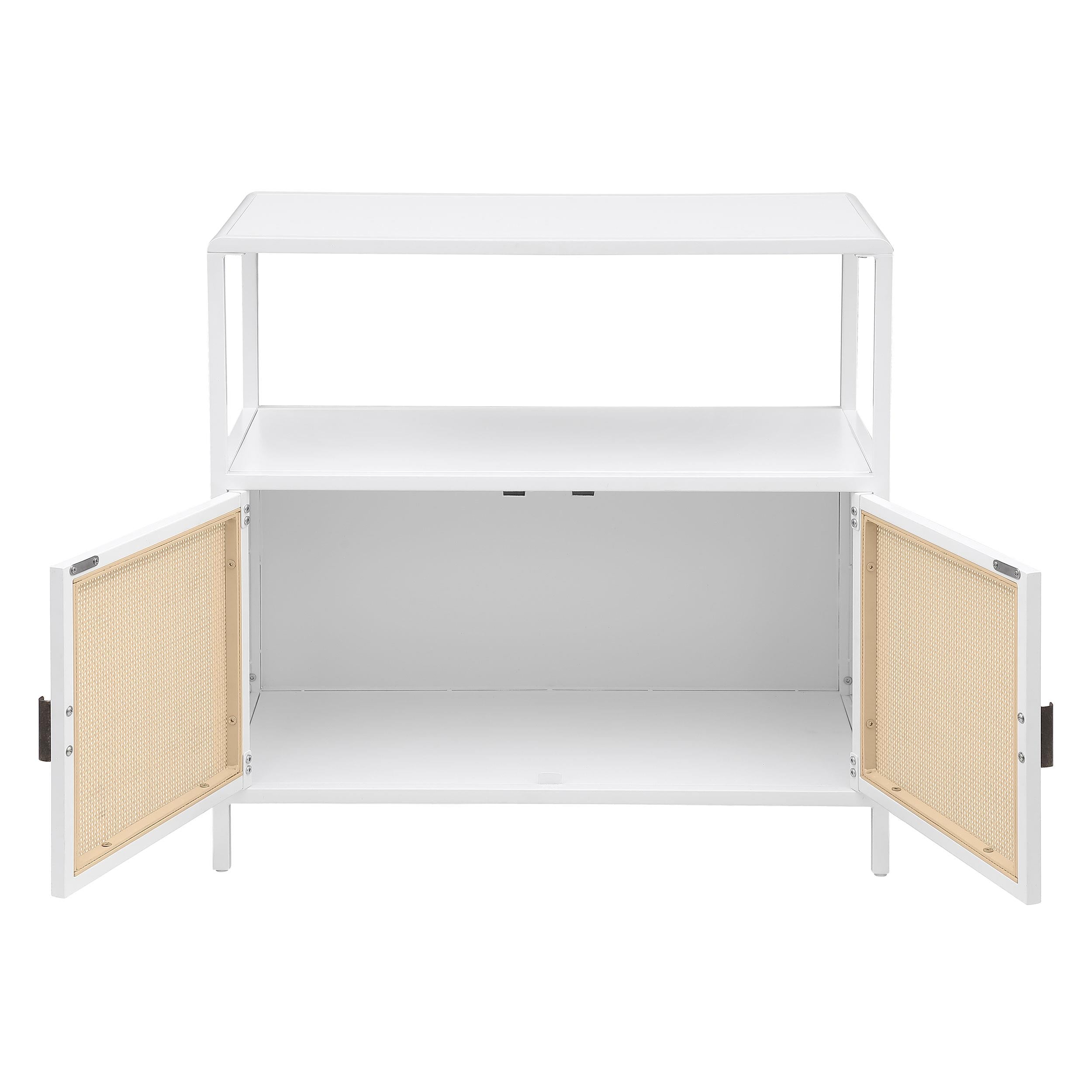  Coaster Furniture Amherst 961642 2-door Radio Weave Cane Metal Accent Cabinet - White IMAGE 3