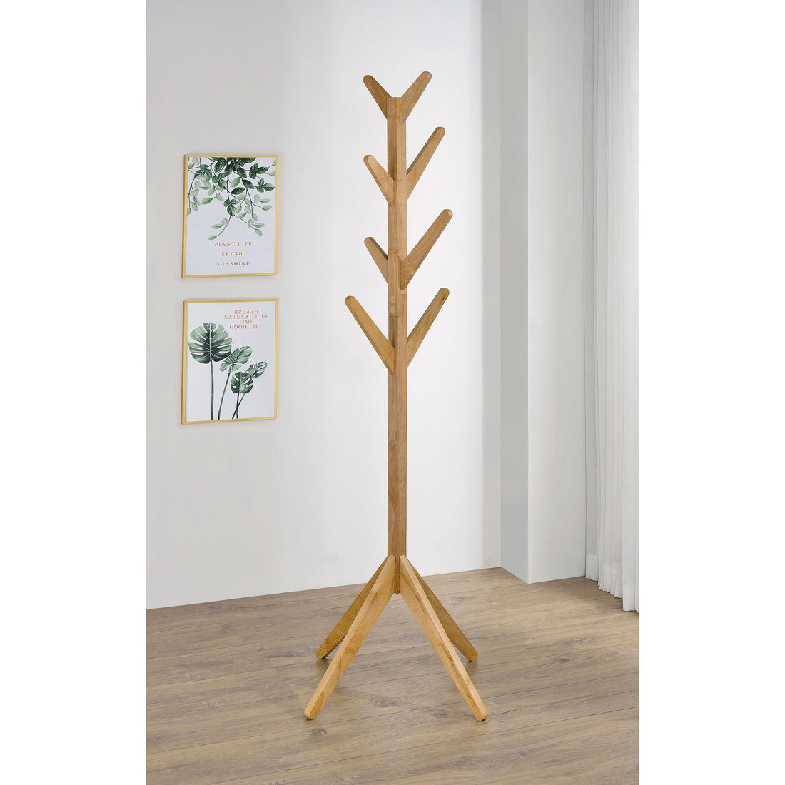  Coaster Furniture Margaret 983271 Solid Wood Coat Rack Clothing Hanger - Natural Oak IMAGE 1