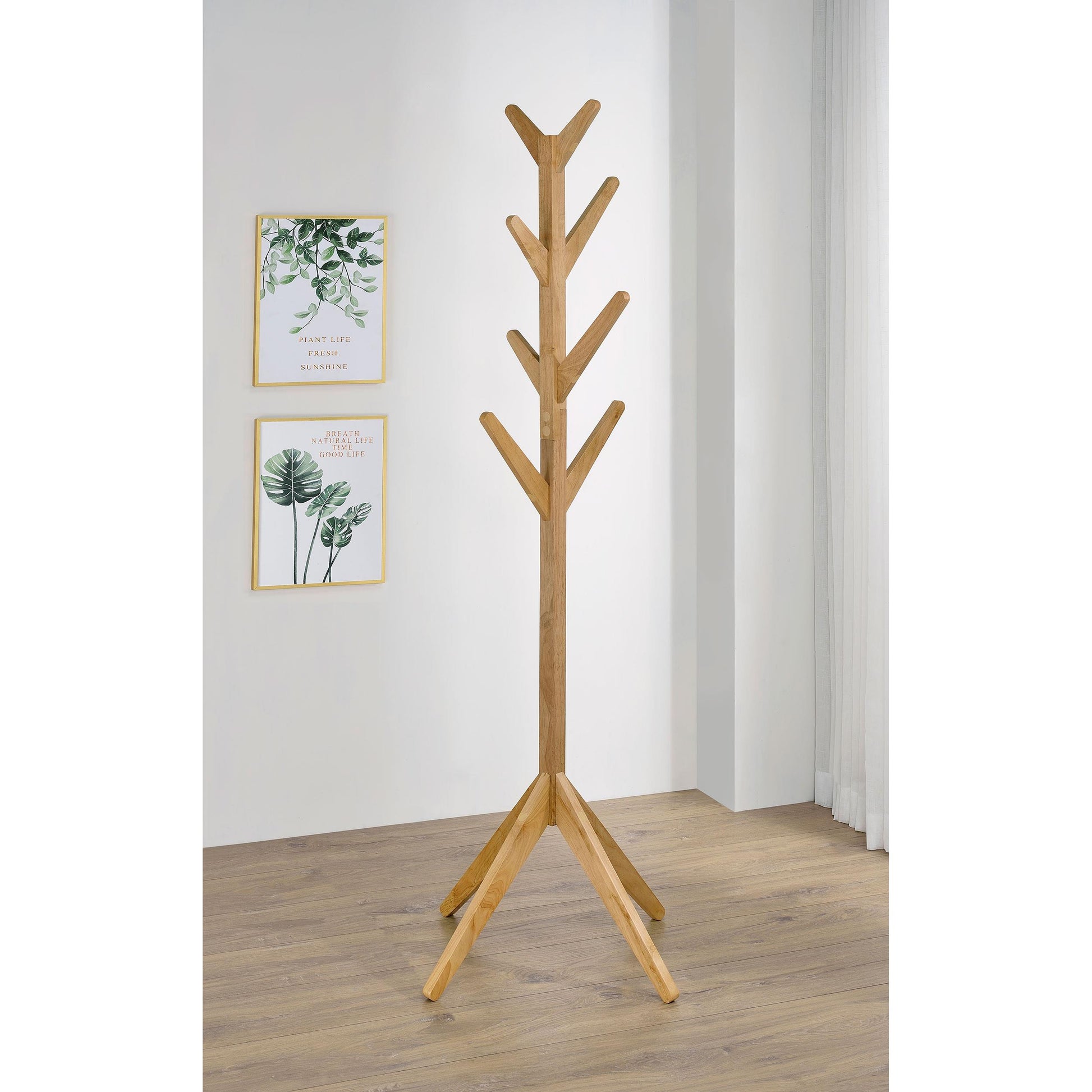  Coaster Furniture Margaret 983271 Solid Wood Coat Rack Clothing Hanger - Natural Oak IMAGE 2