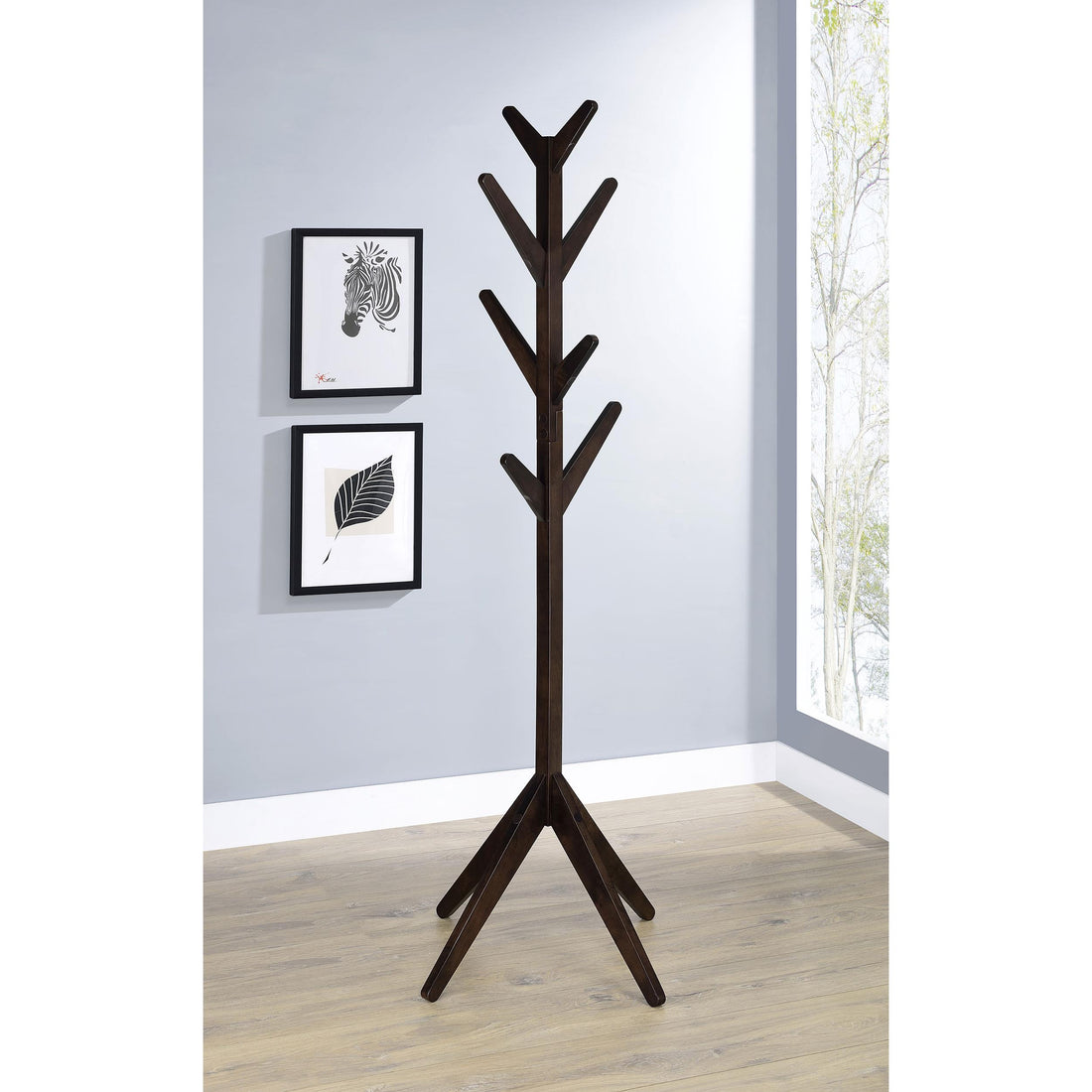  Coaster Furniture Margaret 983273 Solid Wood Coat Rack Clothing Hanger - Cappuccino IMAGE 1