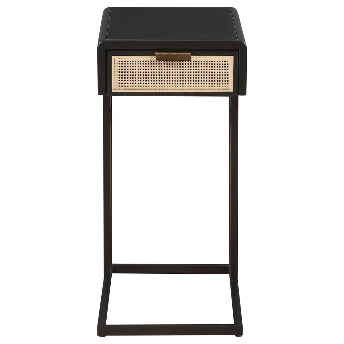  Coaster Furniture Amherst 931631 1-Drawer Radio Weave Cane Metal Side Table - Black IMAGE 1