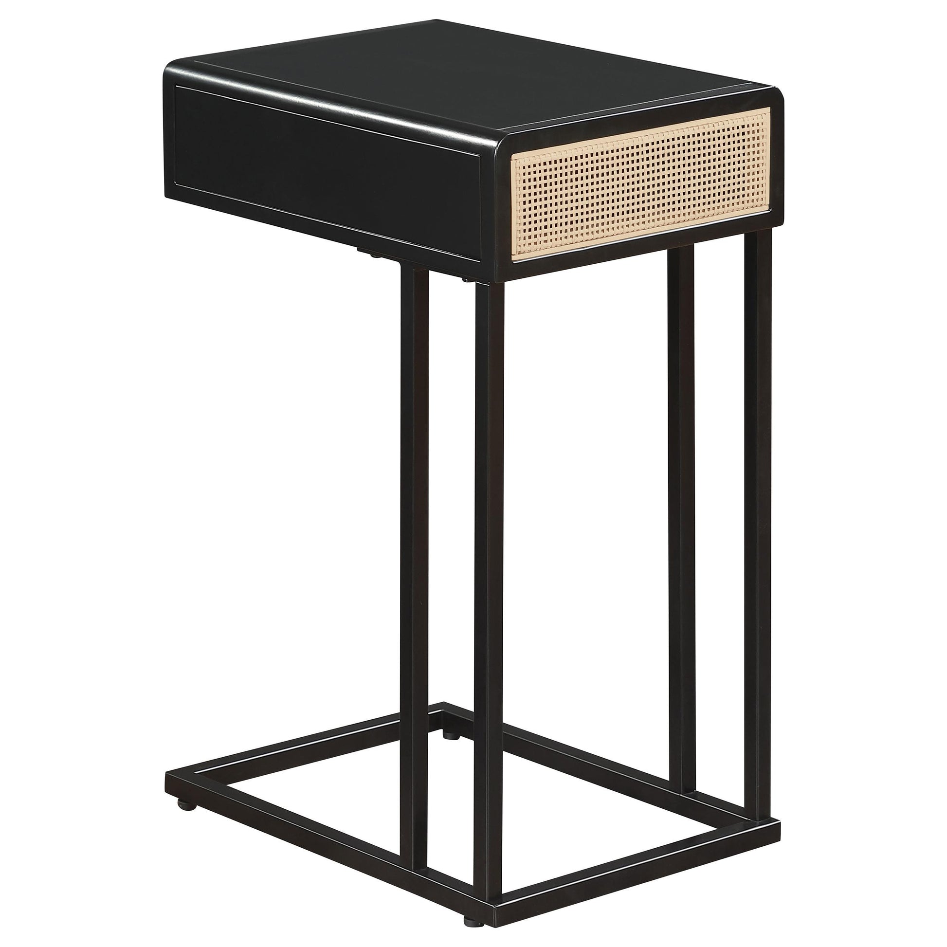  Coaster Furniture Amherst 931631 1-Drawer Radio Weave Cane Metal Side Table - Black IMAGE 5