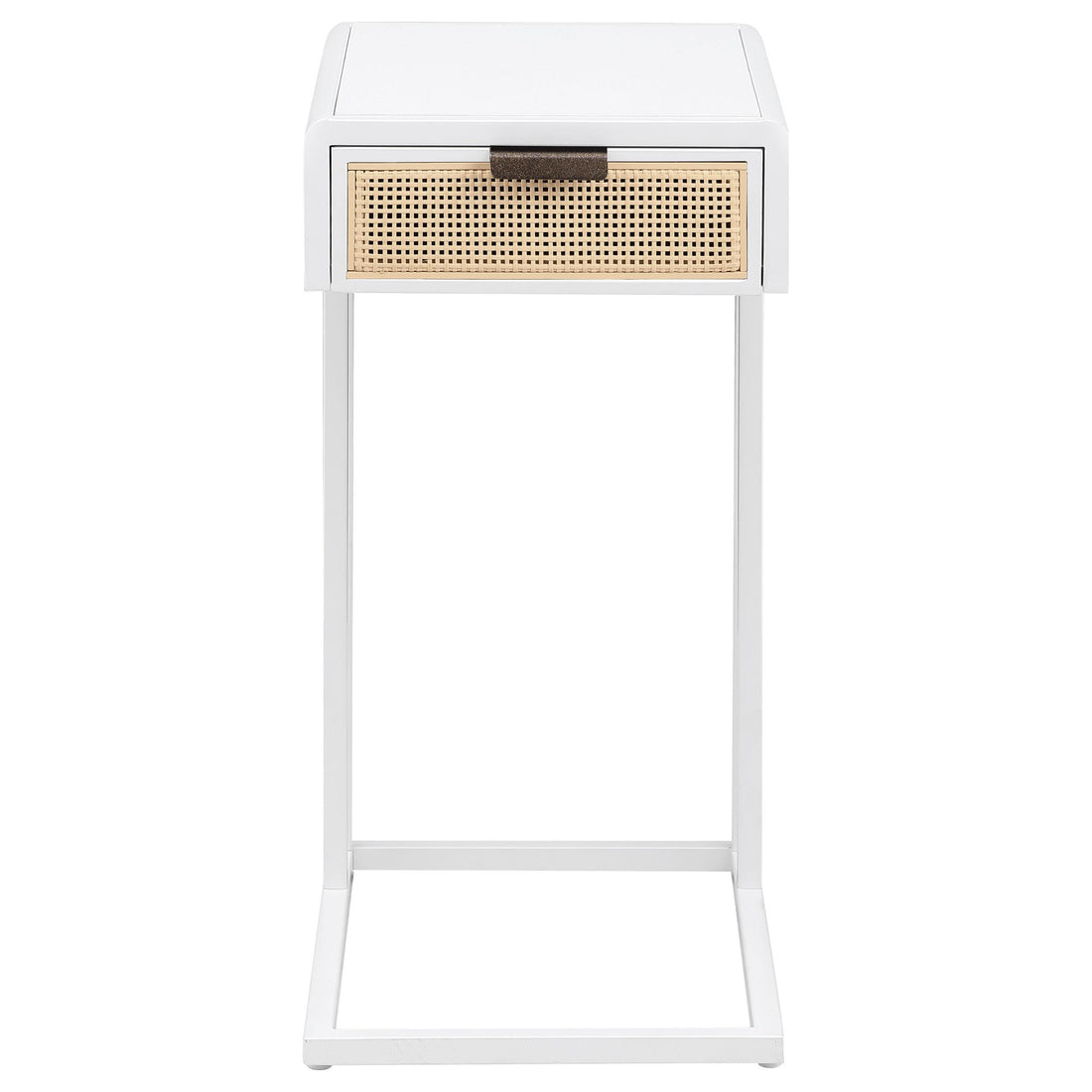  Coaster Furniture Amherst 931632 1-Drawer Radio Weave Cane Metal Side Table - White IMAGE 1