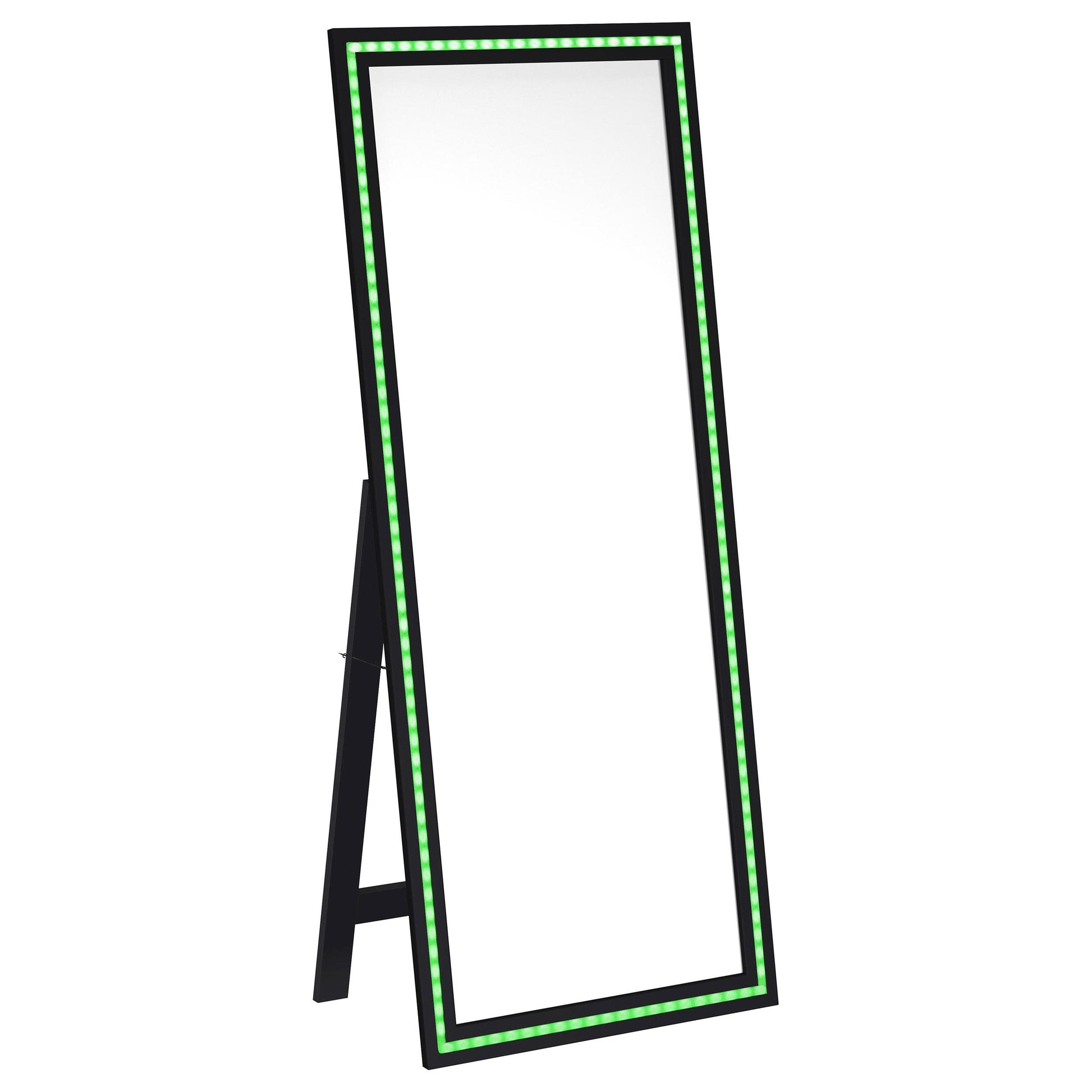  Coaster Furniture Windrose 960962 28 x 67 Inch Tempered LED Standing Mirror - Black IMAGE 6