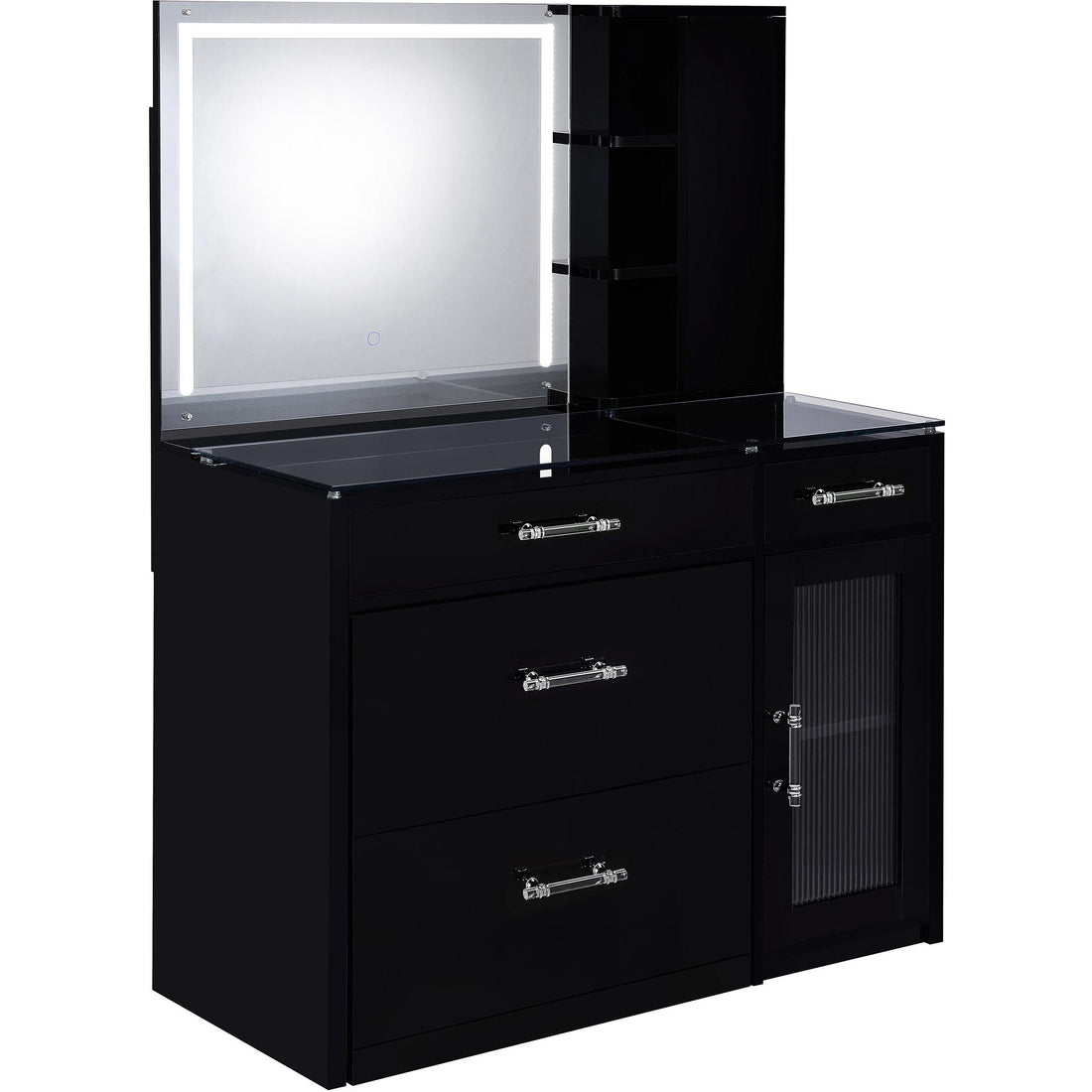  Coaster Furniture Flora 930219 2-drawer Vanity Set with LED Mirror - Black High Gloss IMAGE 1