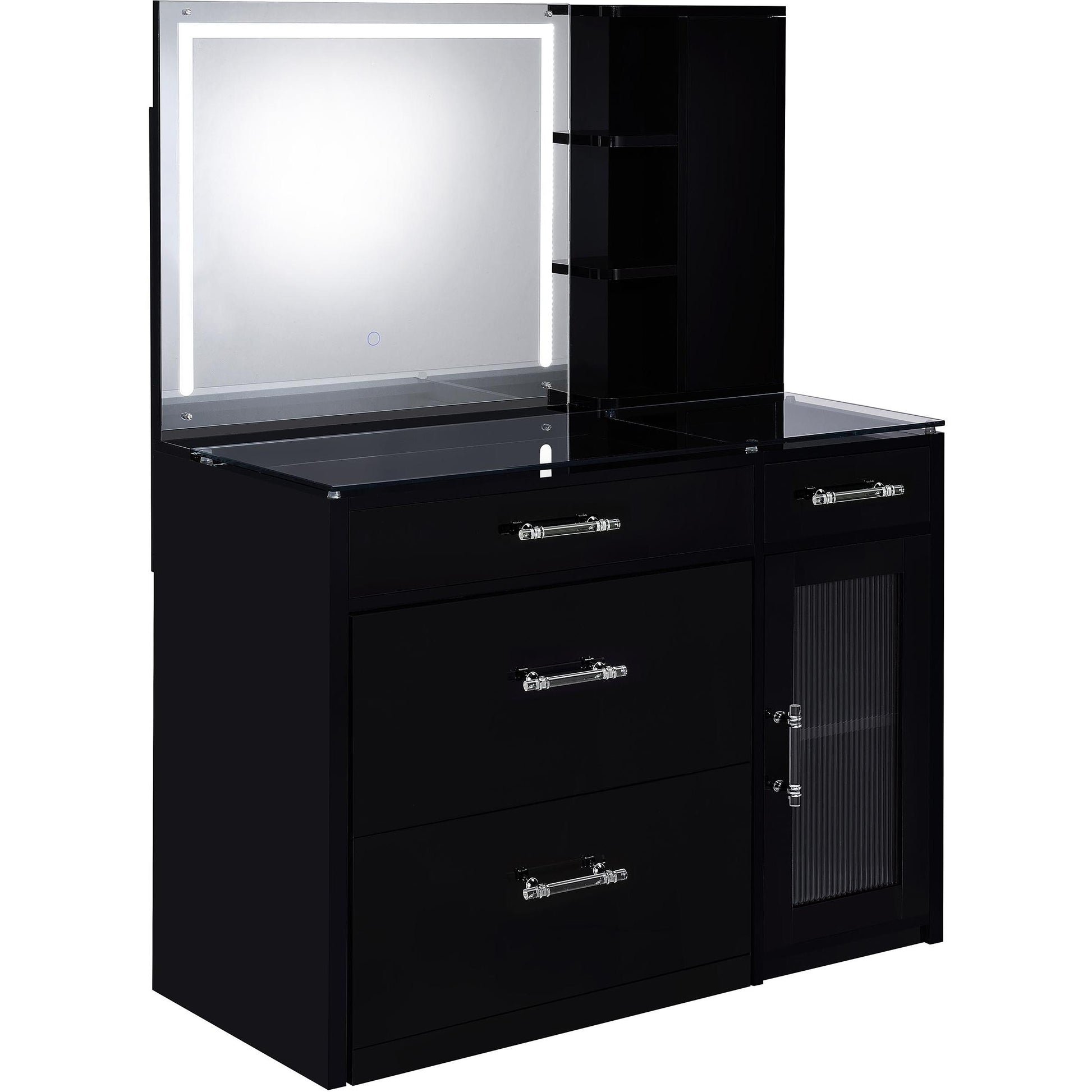 Coaster Furniture Flora 930219 2-drawer Vanity Set with LED Mirror - Black High Gloss IMAGE 1
