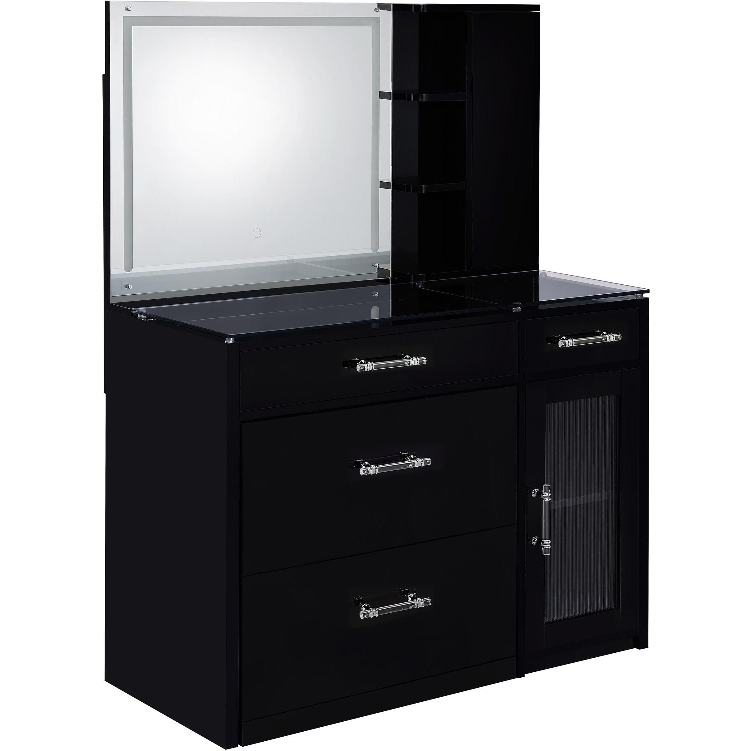  Coaster Furniture Flora 930219 2-drawer Vanity Set with LED Mirror - Black High Gloss IMAGE 4