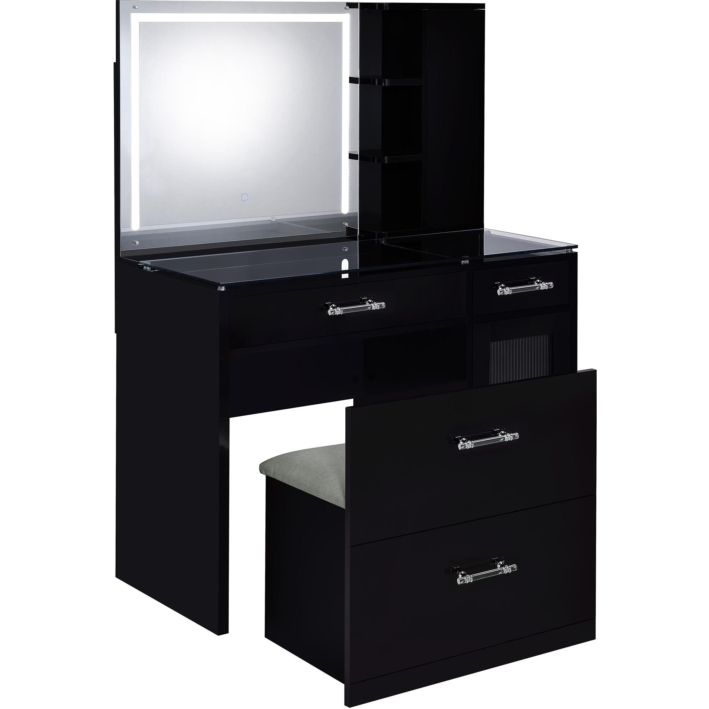  Coaster Furniture Flora 930219 2-drawer Vanity Set with LED Mirror - Black High Gloss IMAGE 5