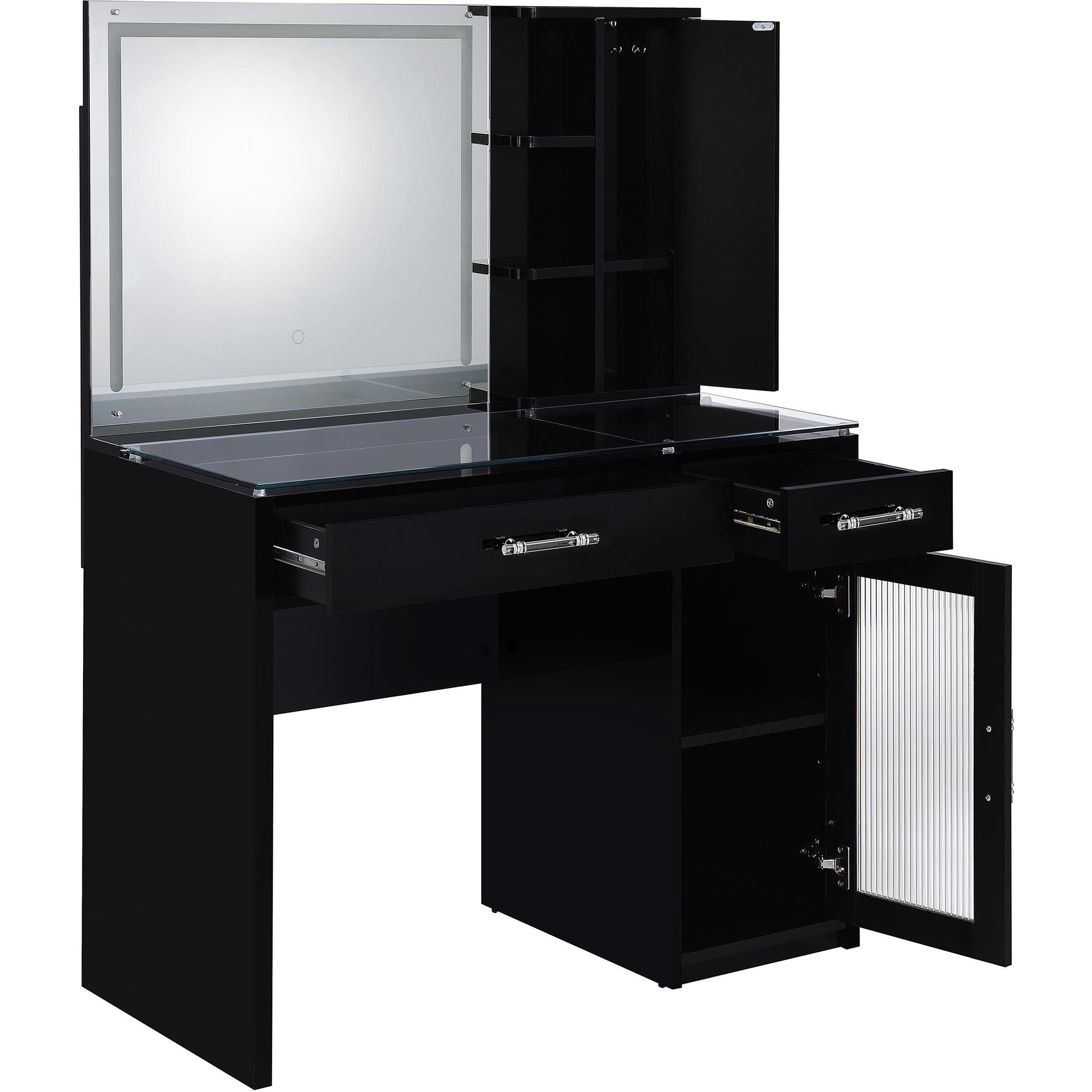  Coaster Furniture Flora 930219 2-drawer Vanity Set with LED Mirror - Black High Gloss IMAGE 8