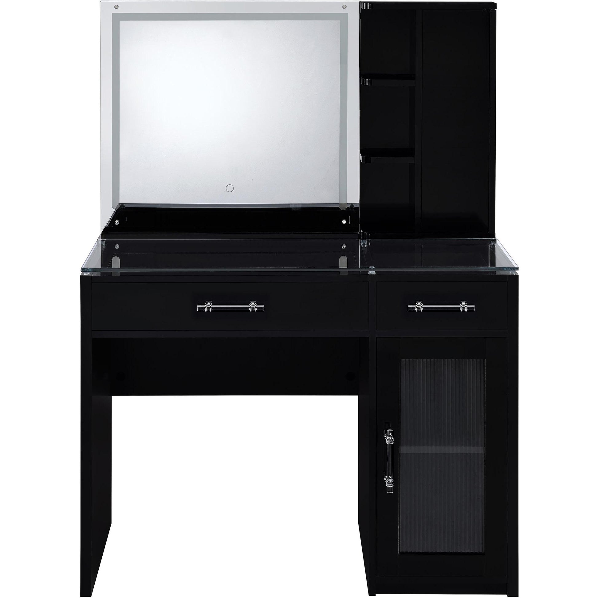  Coaster Furniture Flora 930219 2-drawer Vanity Set with LED Mirror - Black High Gloss IMAGE 9