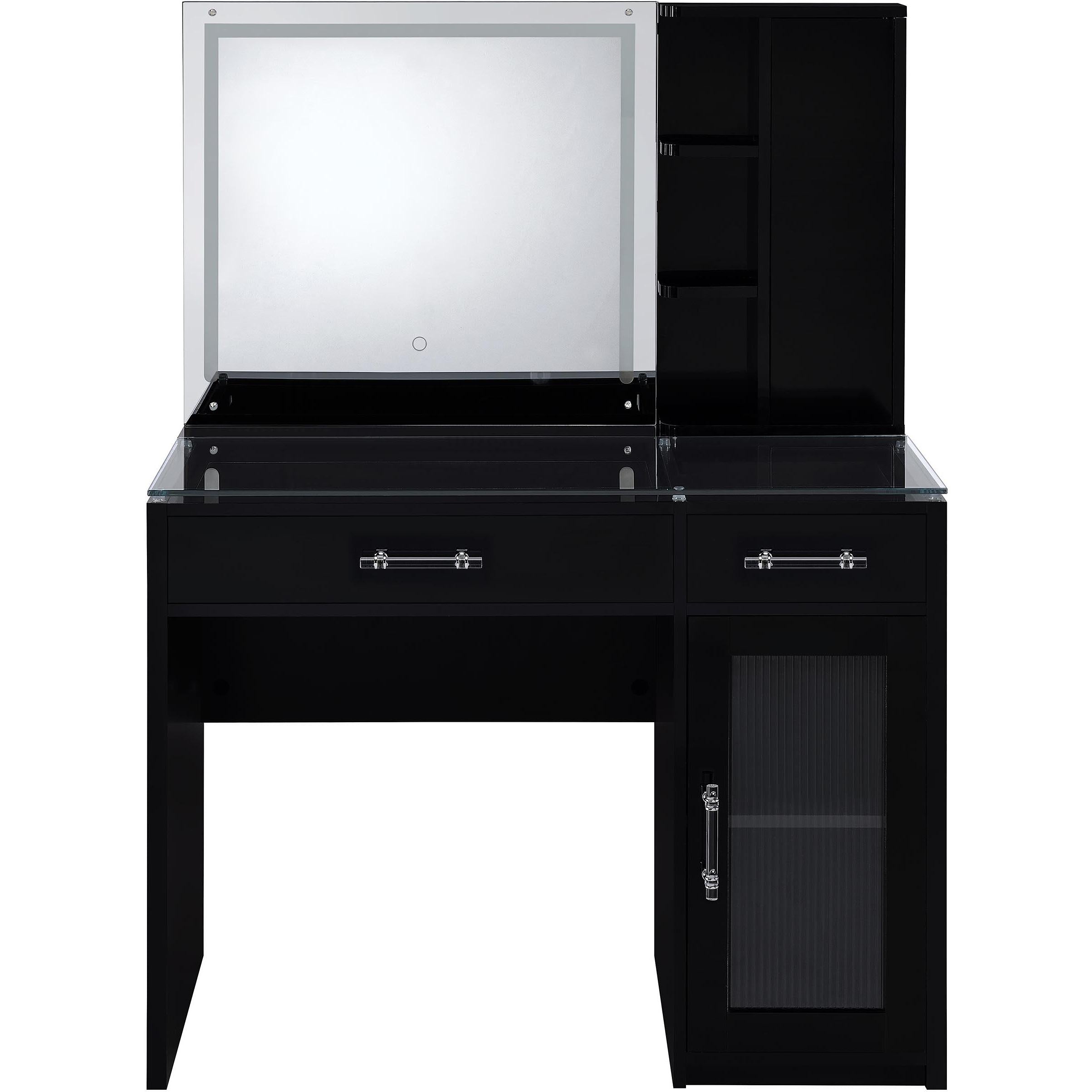  Coaster Furniture Flora 930219 2-drawer Vanity Set with LED Mirror - Black High Gloss IMAGE 9