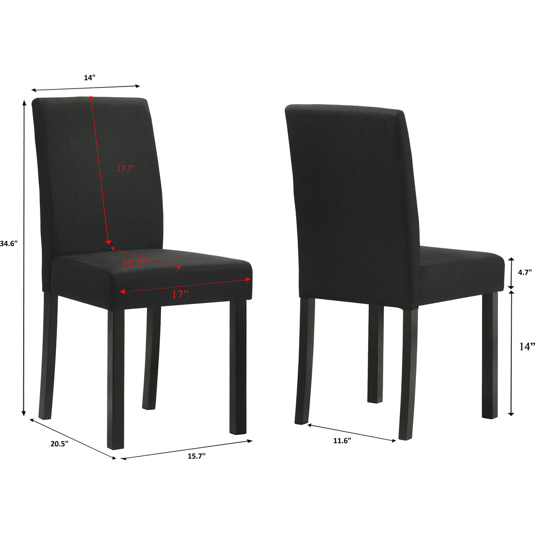  Crown Mark Resia 2120S-BK Dining Chair - Black IMAGE 1