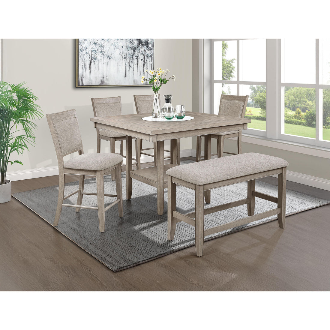  Crown Mark Fulton 2727MB-BENCH Counter Height Bench - White Oak IMAGE 1