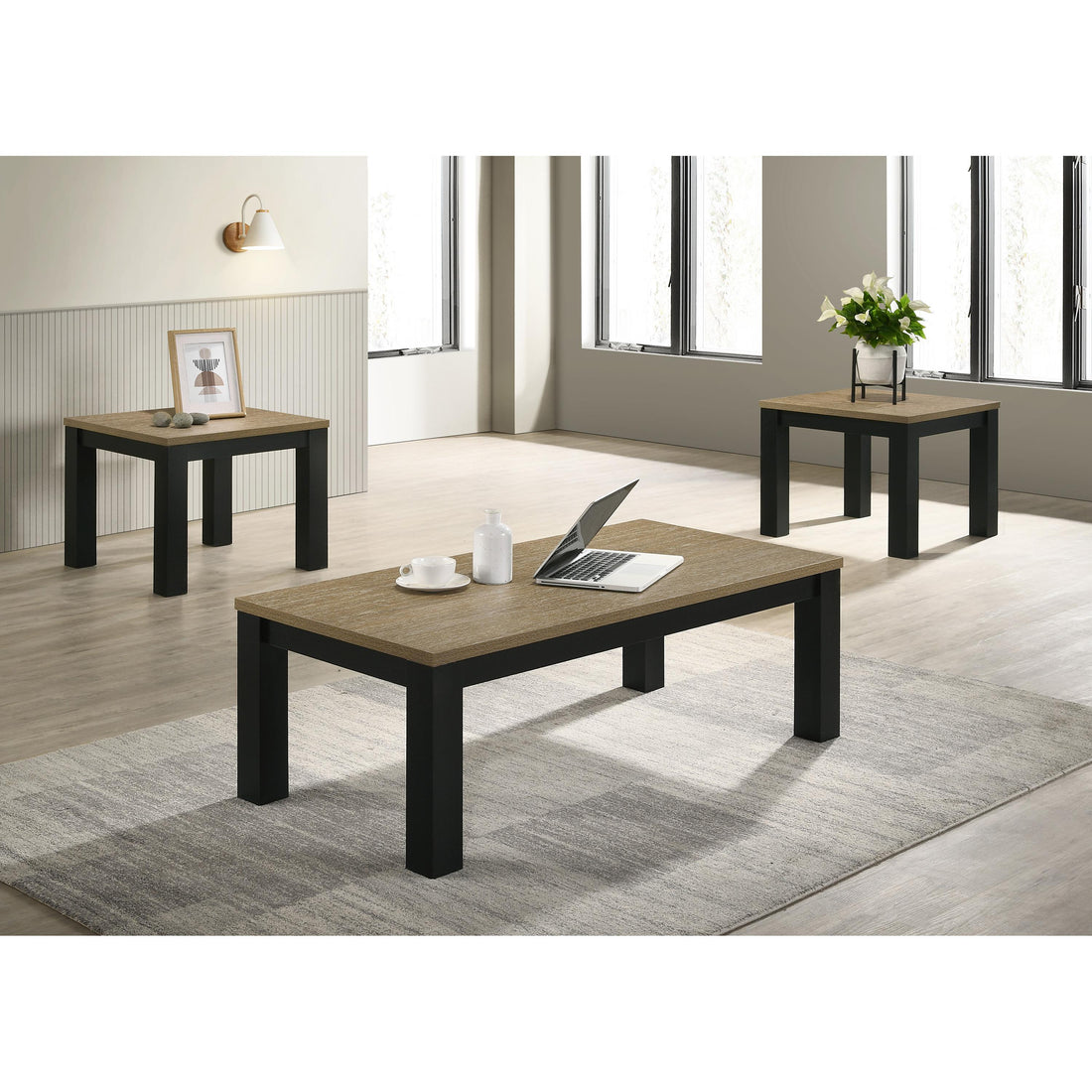  Crown Mark Theo 4168SET-NAT 3 pc Cocktail Table Set - Natural IMAGE 1