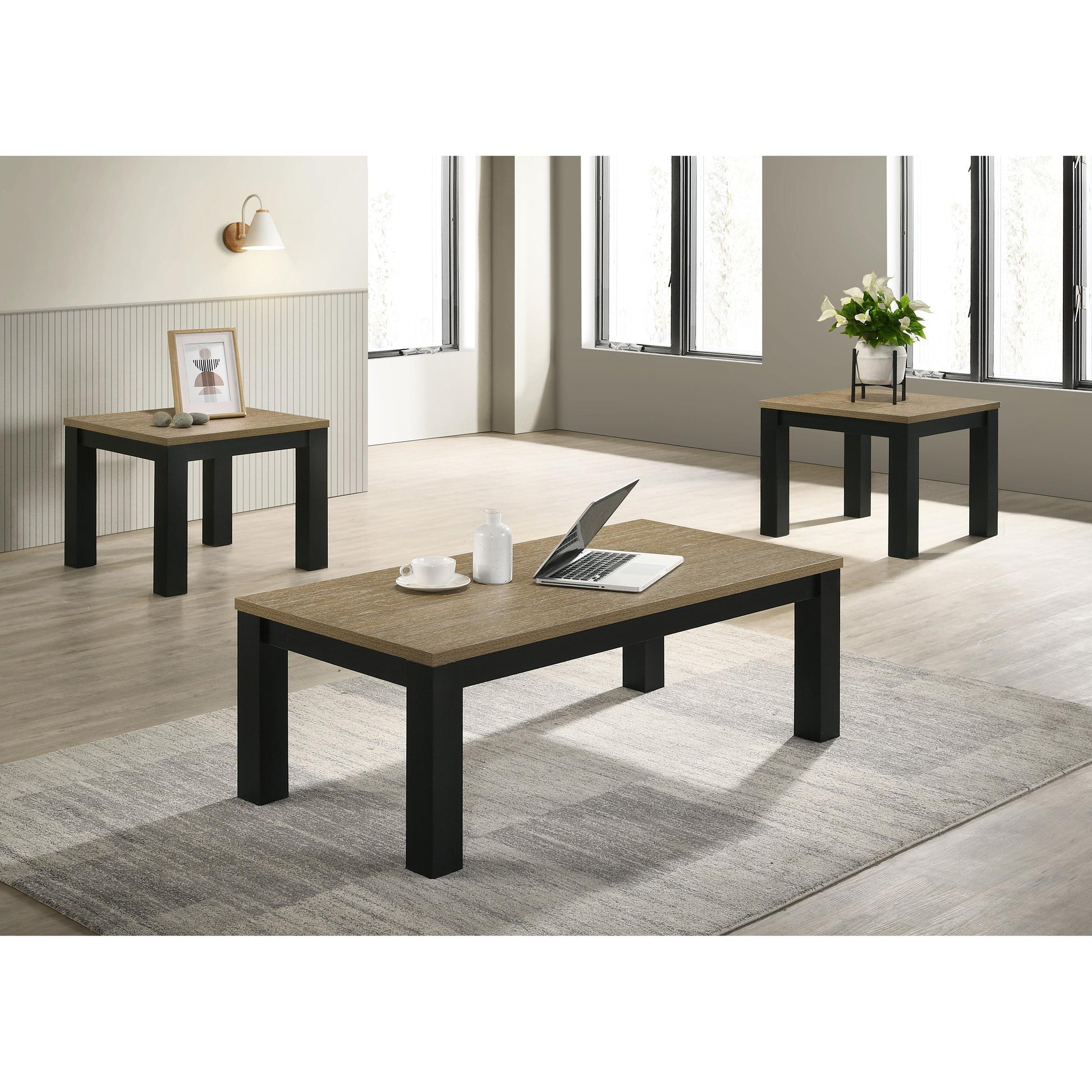  Crown Mark Theo 4168SET-NAT 3 pc Cocktail Table Set - Natural IMAGE 1