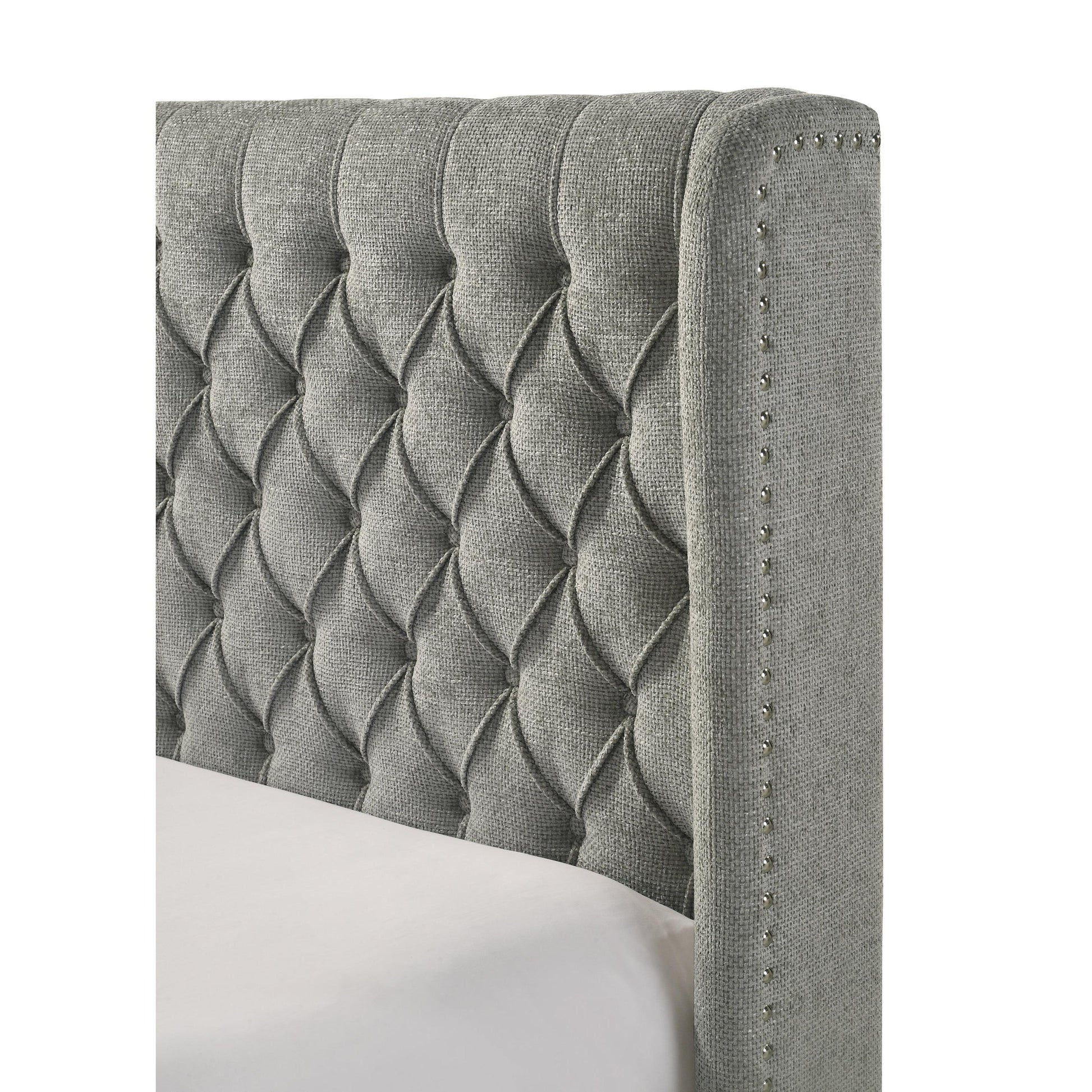  Size_King  -- Daphne 5094LG-K King Bed - Light Grey Tweed IMAGE 4