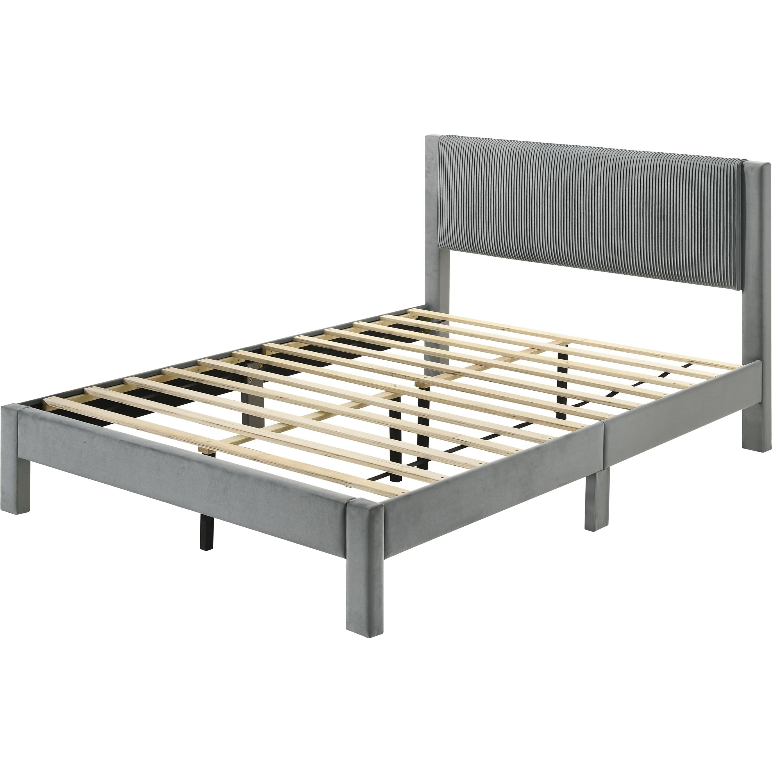  Size_Queen  -- Lucia 5097LG-Q Queen Bed - Light Grey IMAGE 2