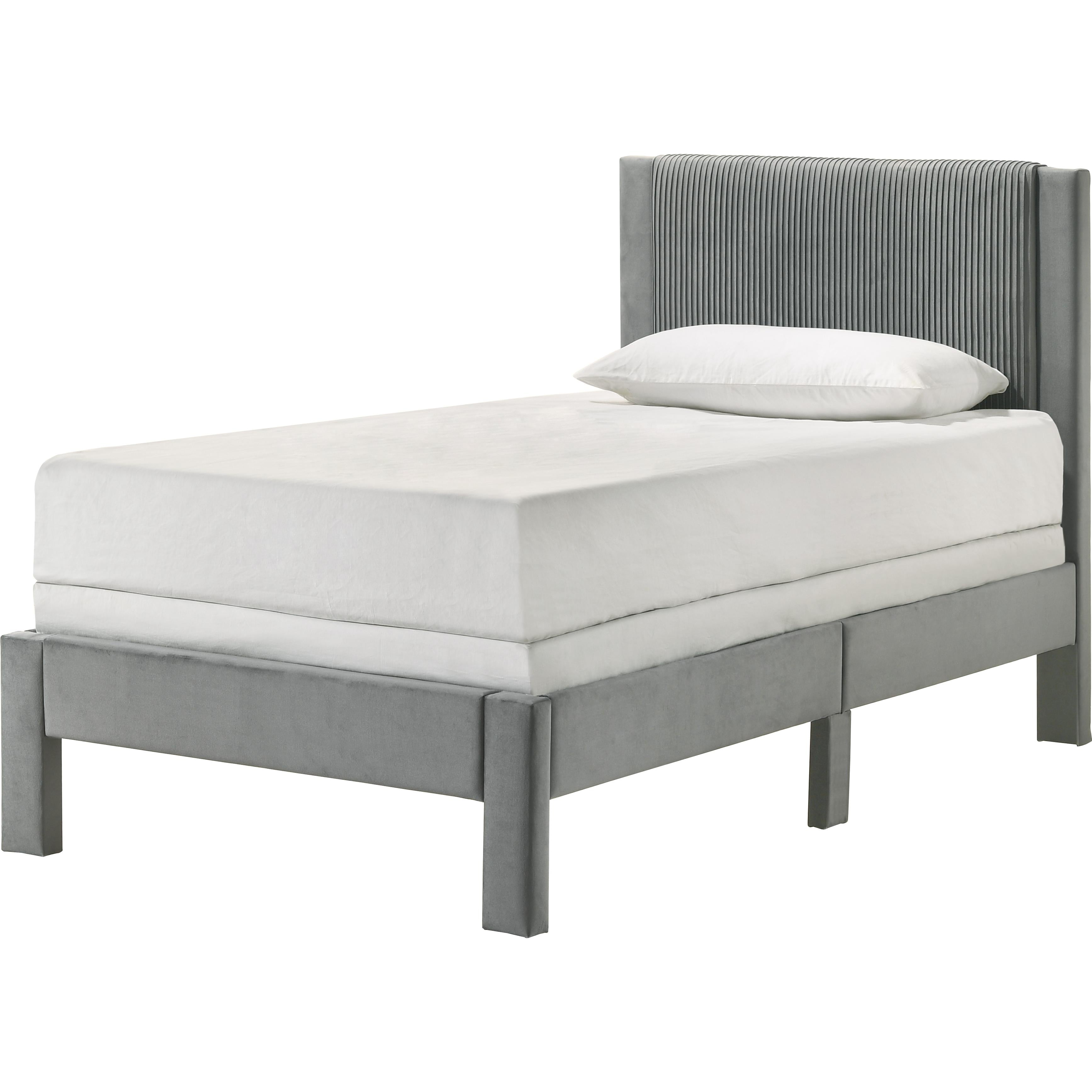  Size_Twin  -- Lucia 5097LG-T Twin Bed - Light Grey IMAGE 1