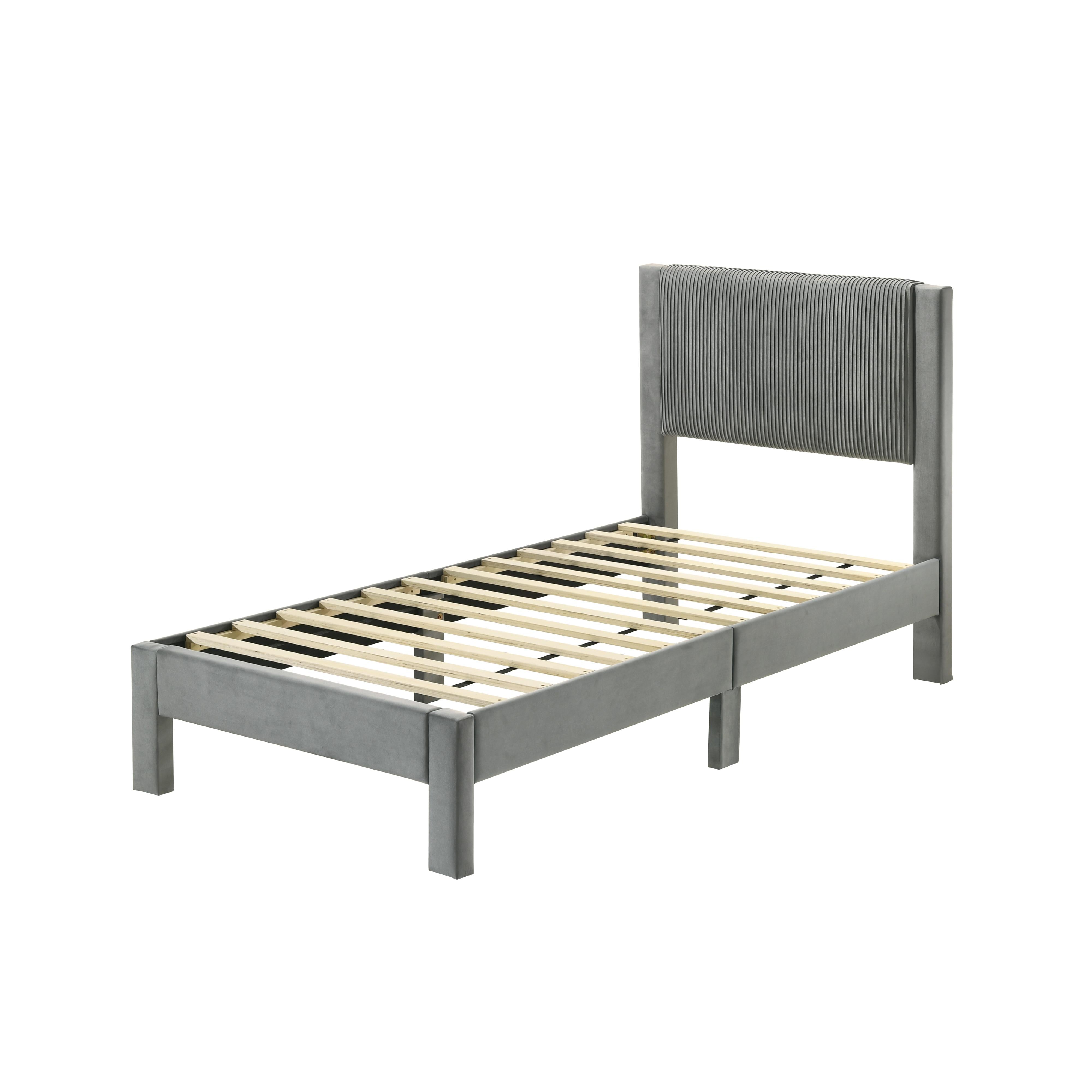  Size_Twin  -- Lucia 5097LG-T Twin Bed - Light Grey IMAGE 2